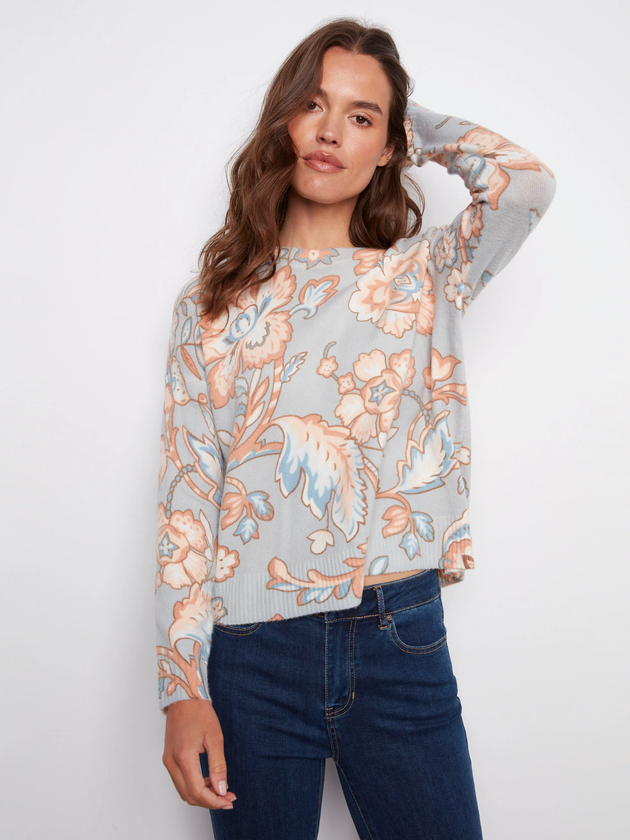 Printed Crew Neck Sweater - Baroque - WHSBYS