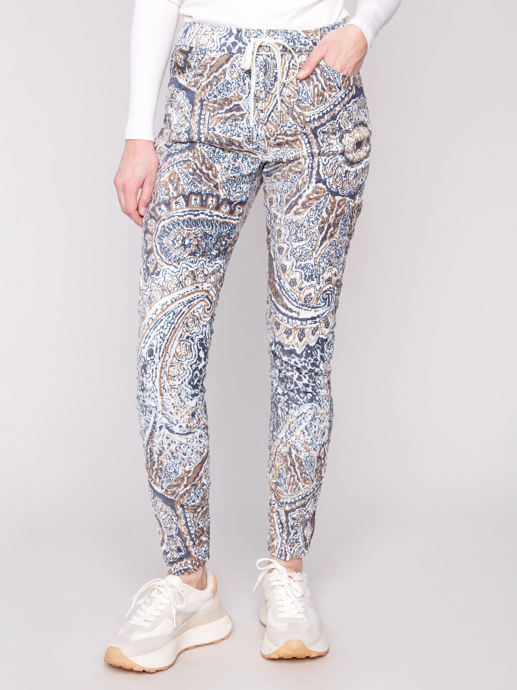 Printed Crinkle Suede Jogger Pants - Bohemian - WHSBYS