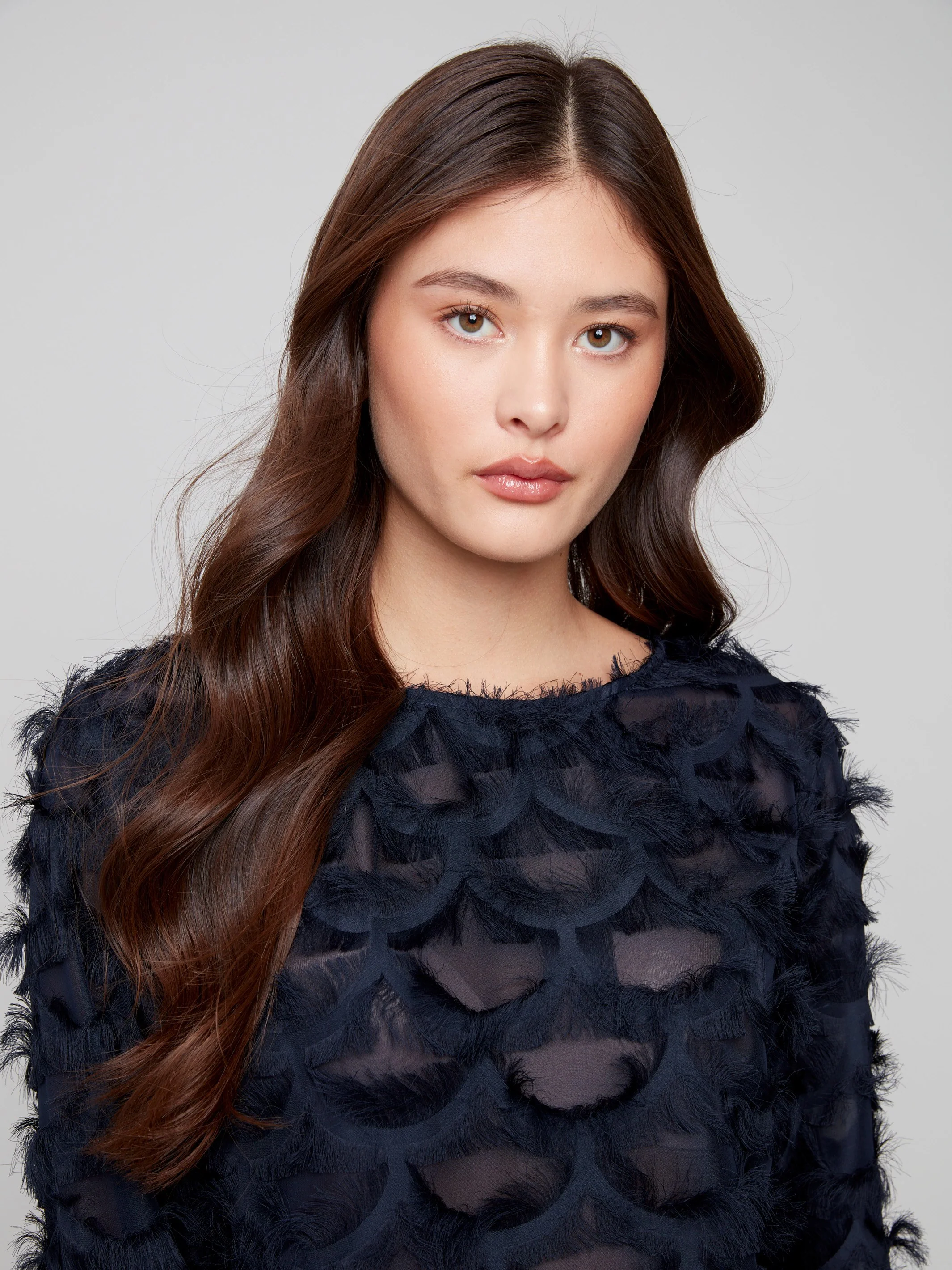 Fancy Chiffon Blouse - Navy - WHSBYS