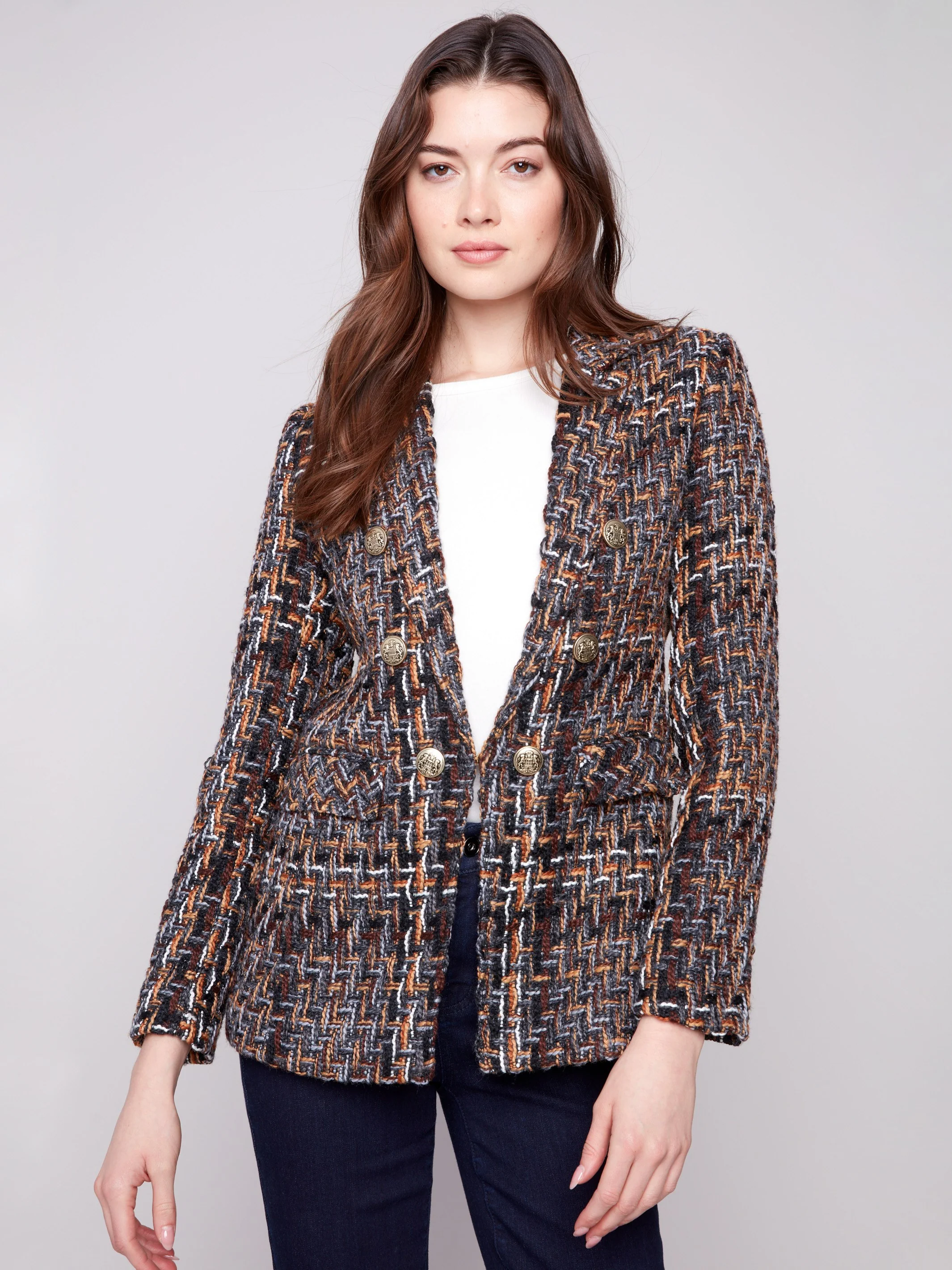 Chevron Tweed Blazer - Autumn - WHSBYS