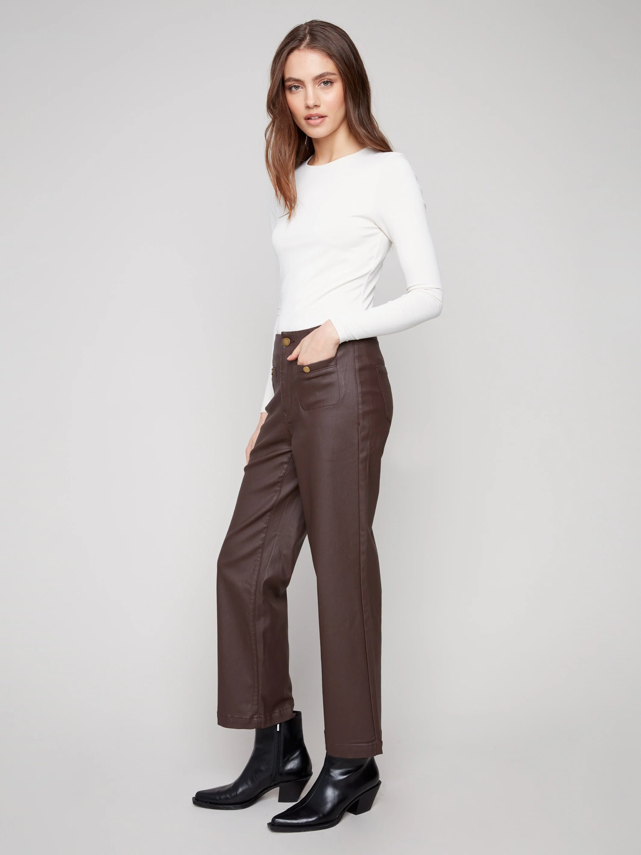 Wax Flared Pants - Mocha - WHSBYS