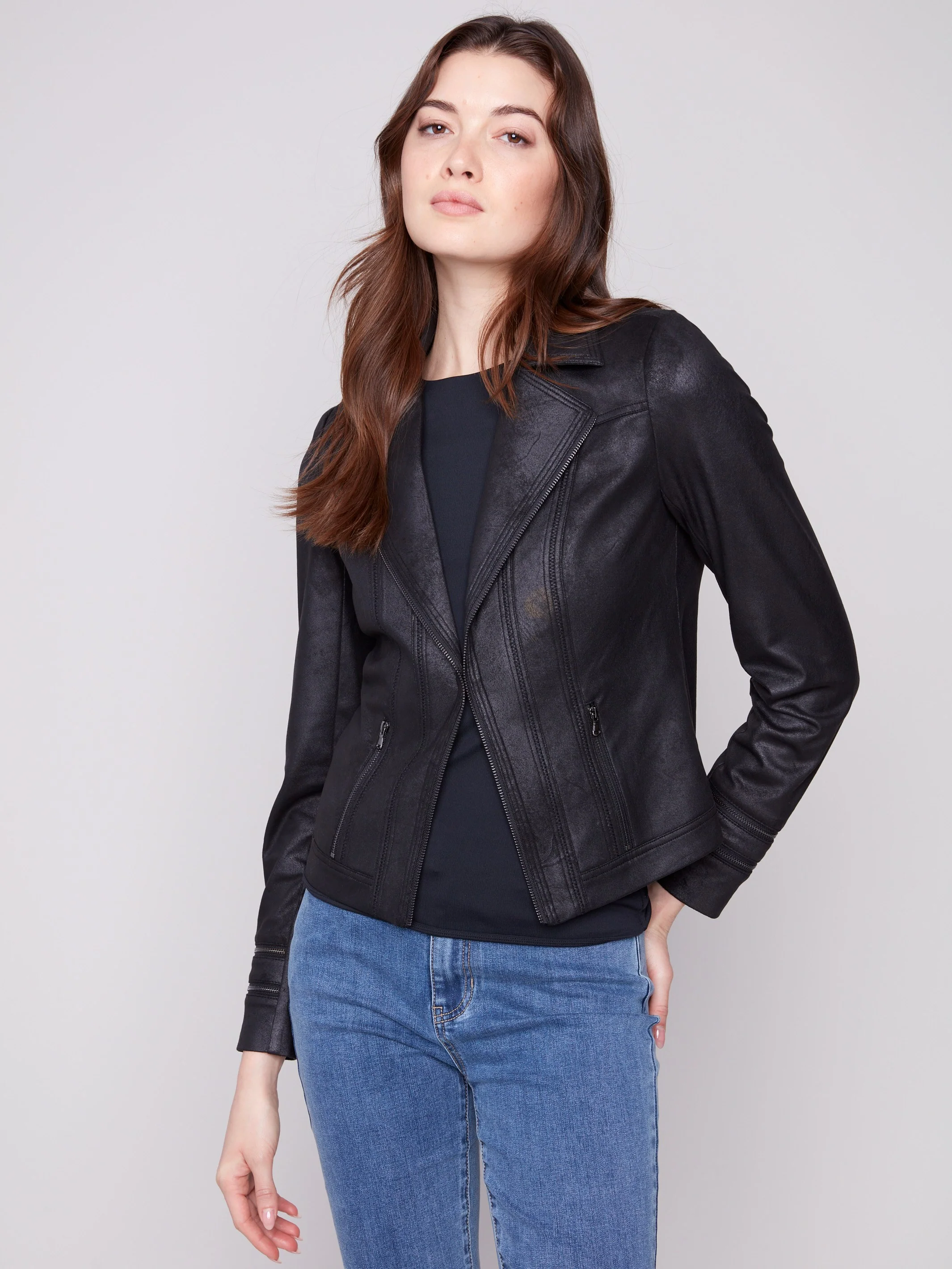 Vintage Faux Leather Jacket - Black - WHSBYS
