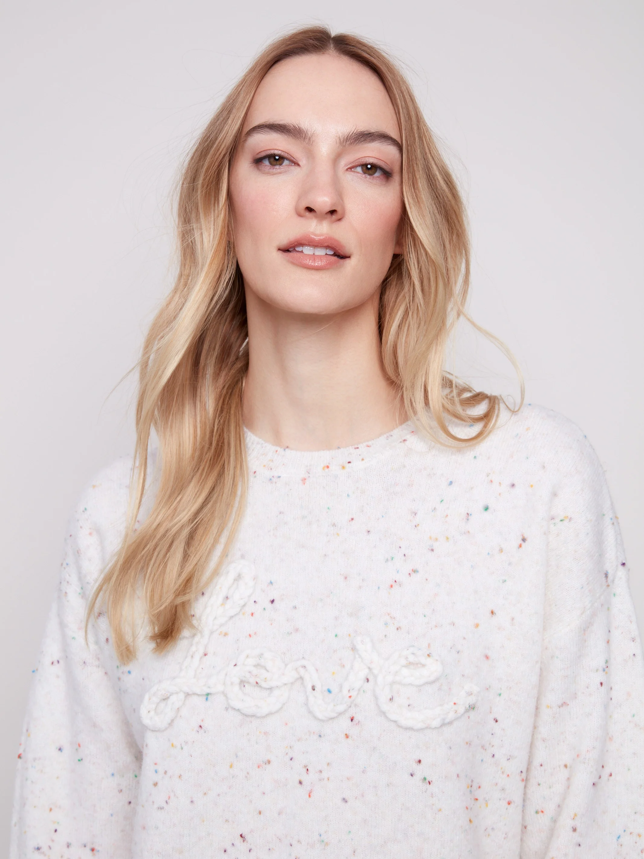 Braided Love Crew Neck Sweater - Ecru - WHSBYS