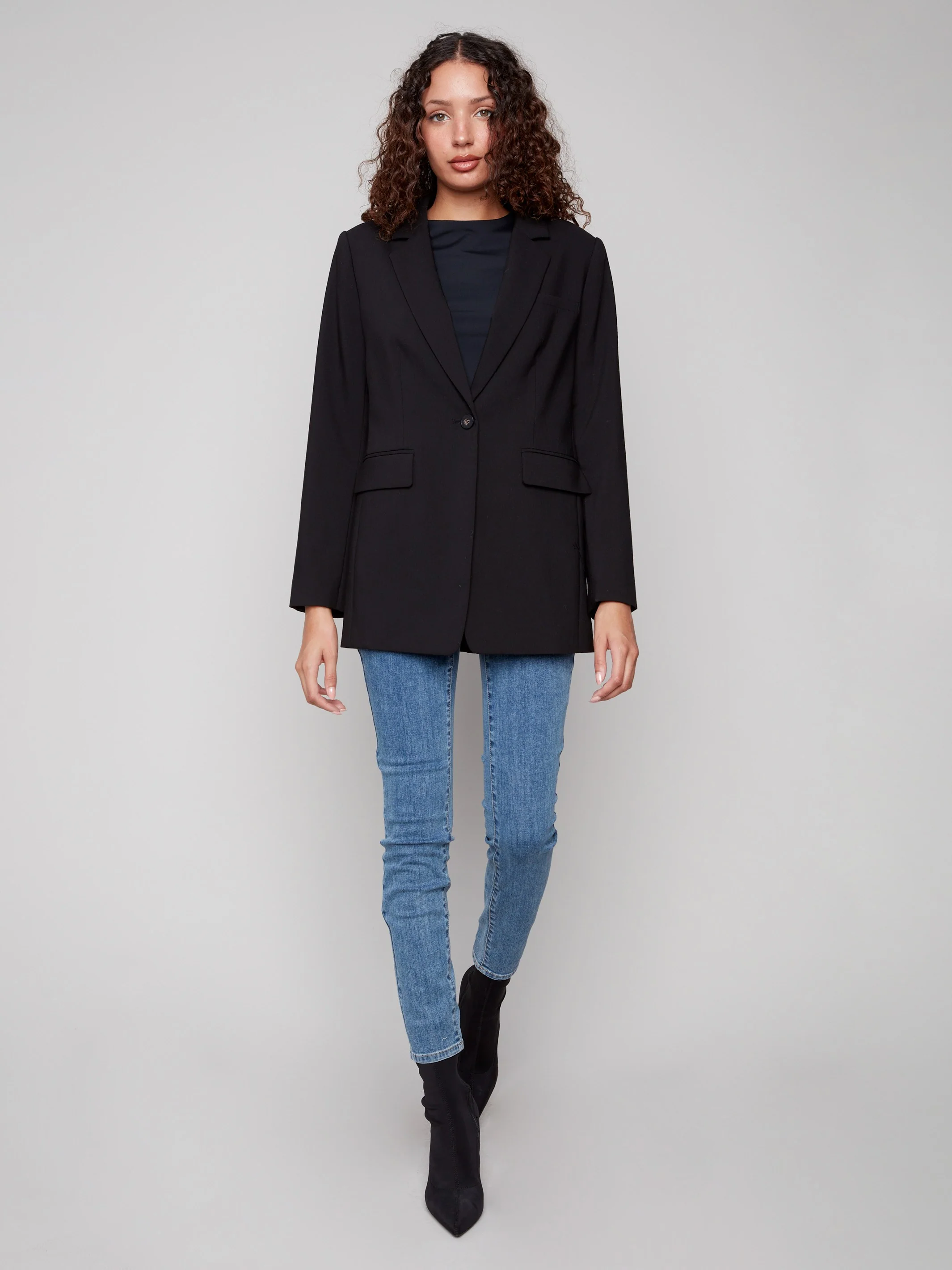 Blazer With Ruched Back - Black - WHSBYS