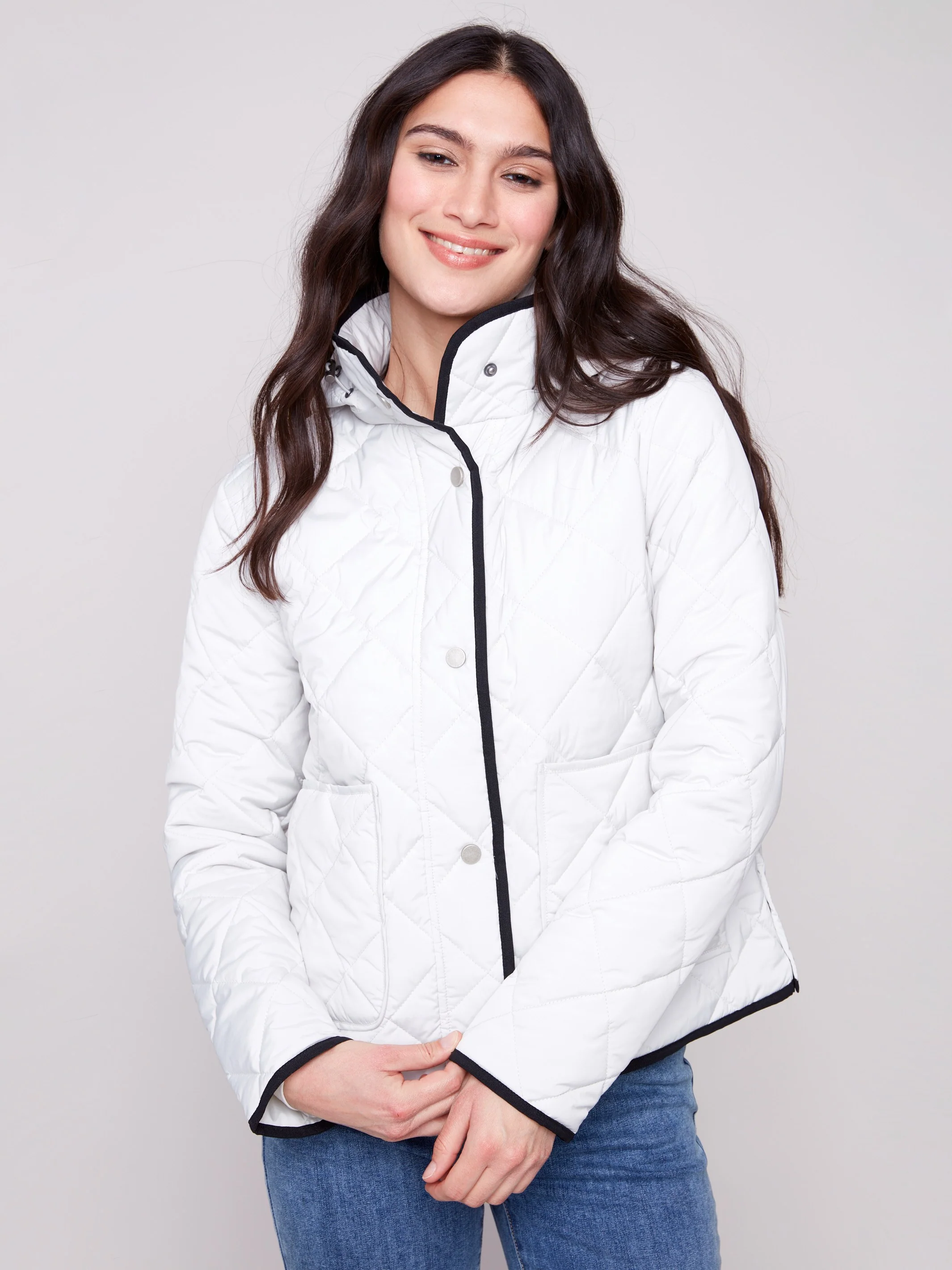 Quilted Puffer Jacket With Removable Hood - Almond - WHSBYS