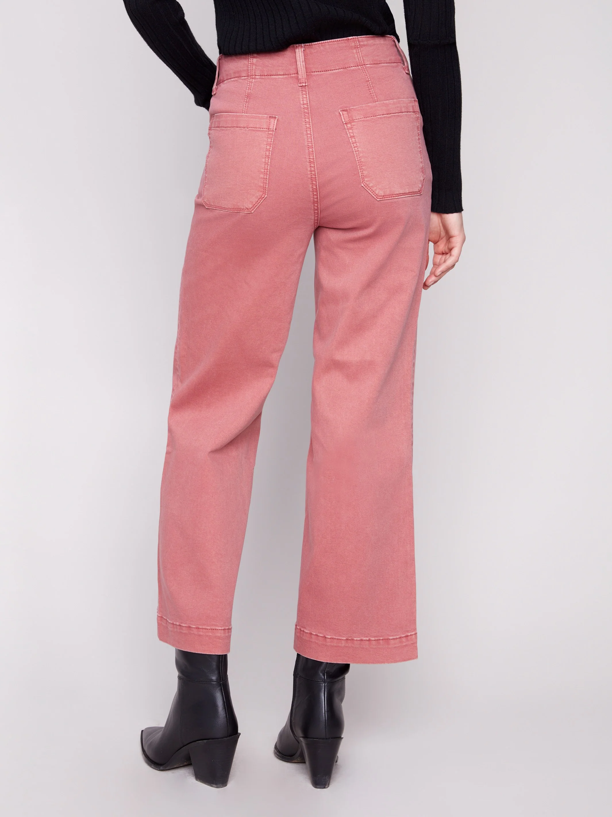 Cropped Wide Leg Stretch Twill Pants - Primrose - WHSBYS