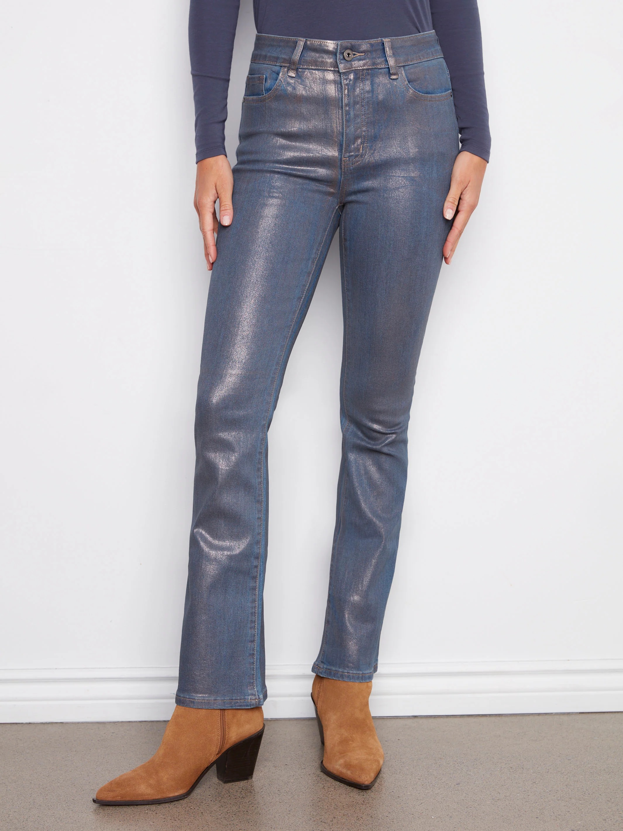 Foiled Bootcut Jeans - Roseblue - WHSBYS