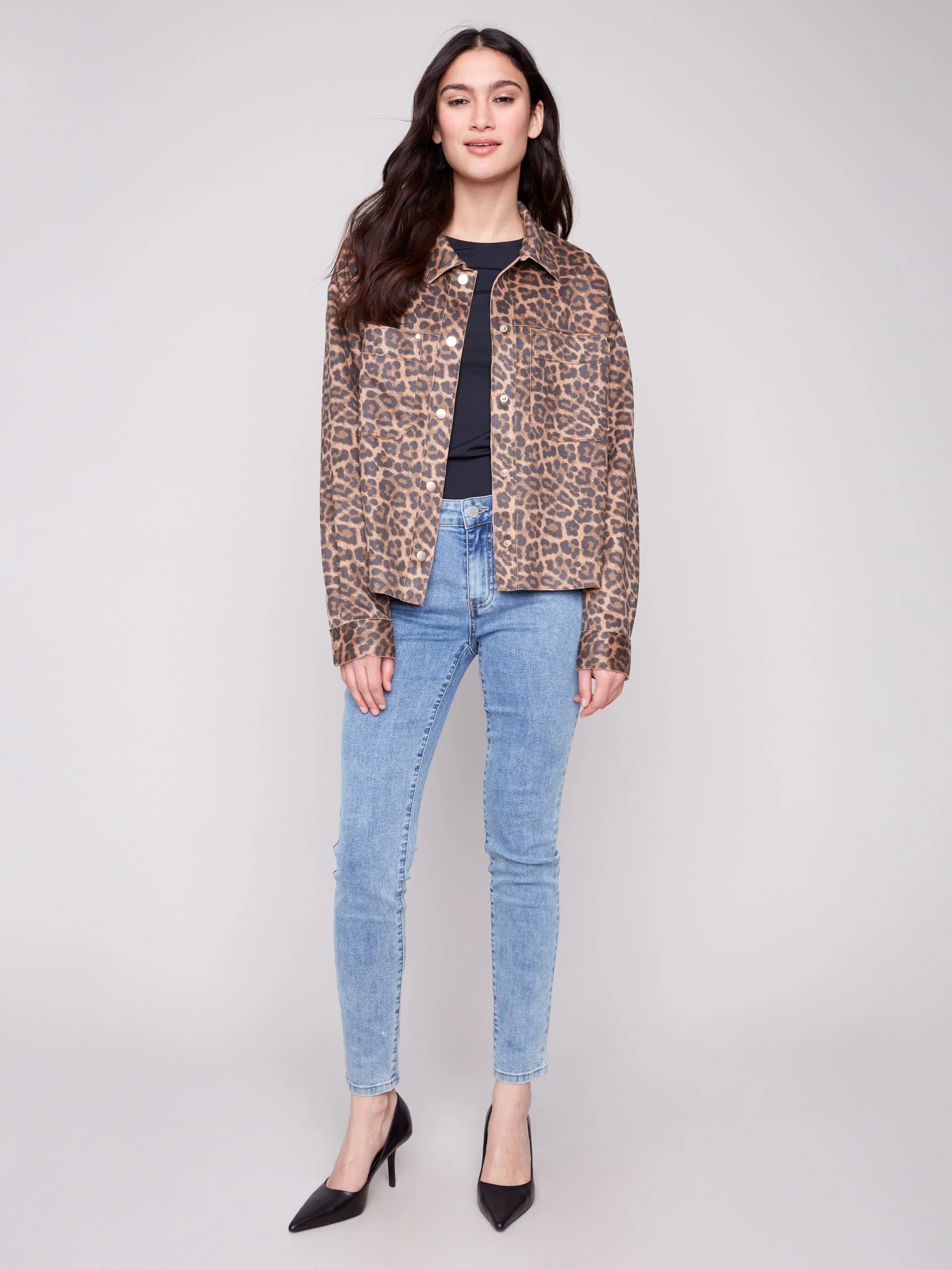 Animal Print Scuba Short Jacket - Leopard - WHSBYS
