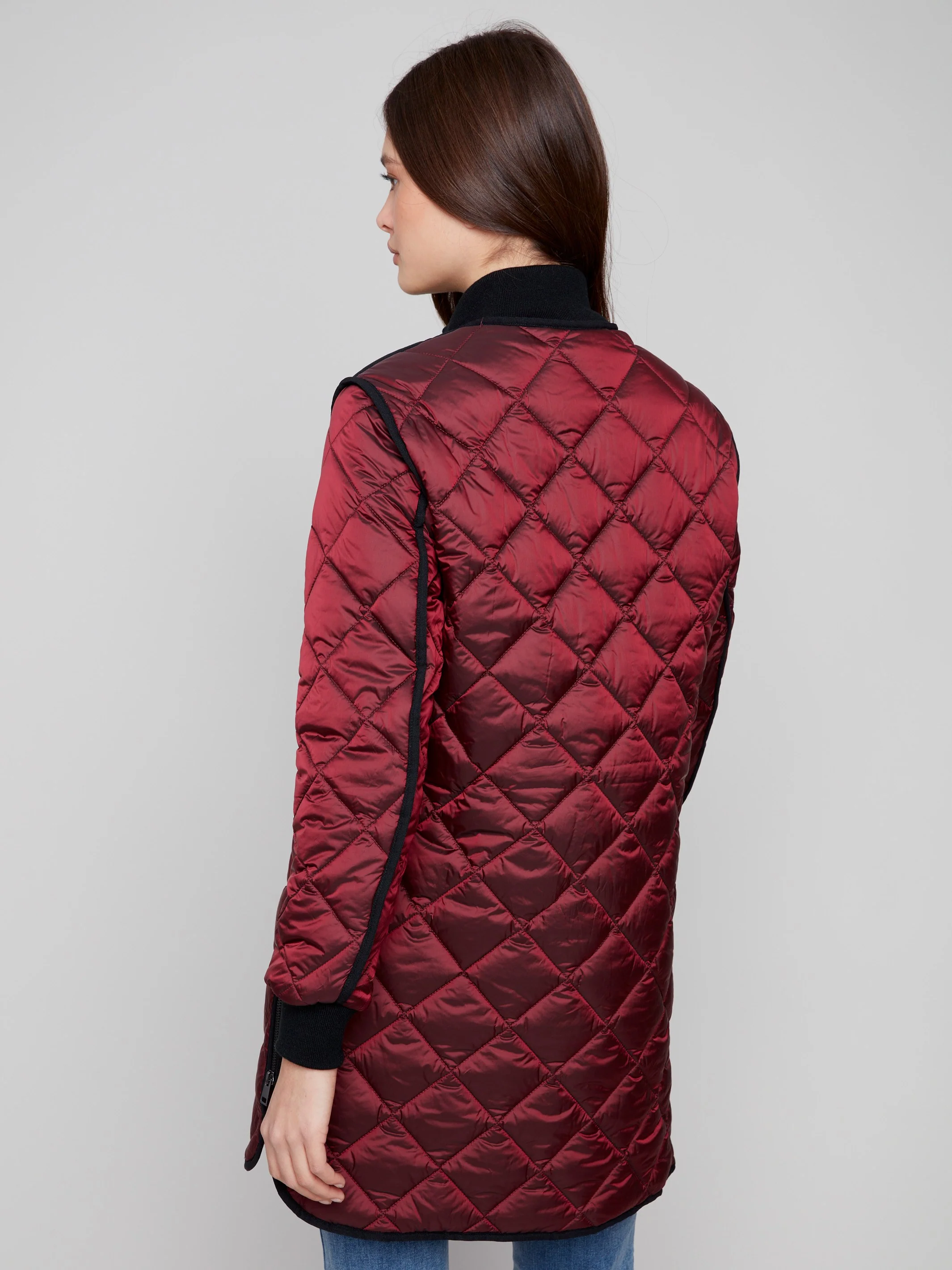 Long Quilted Puffer Jacket - Cabernet - WHSBYS