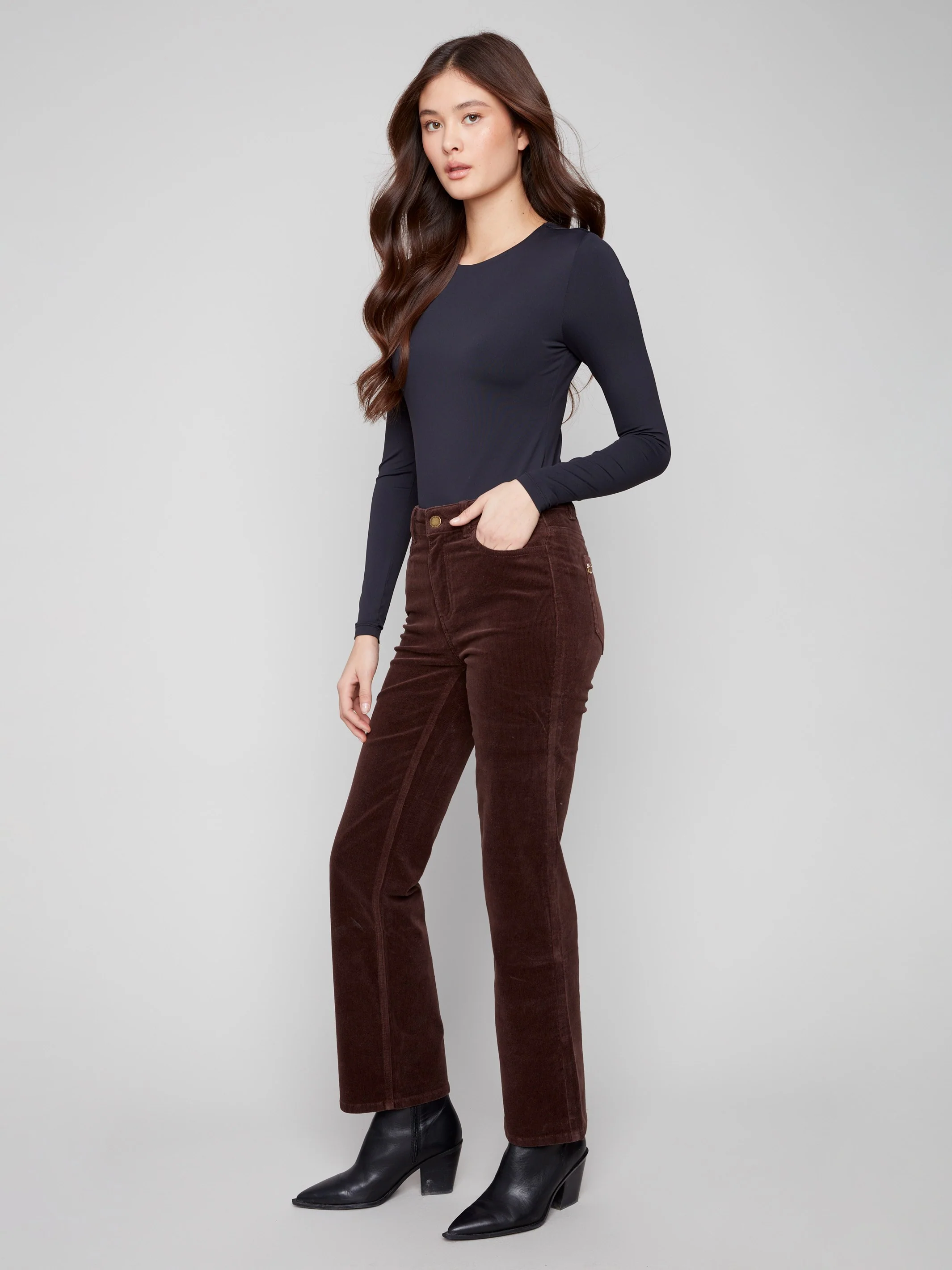 Straight Leg Corduroy Pants - Mocha - WHSBYS