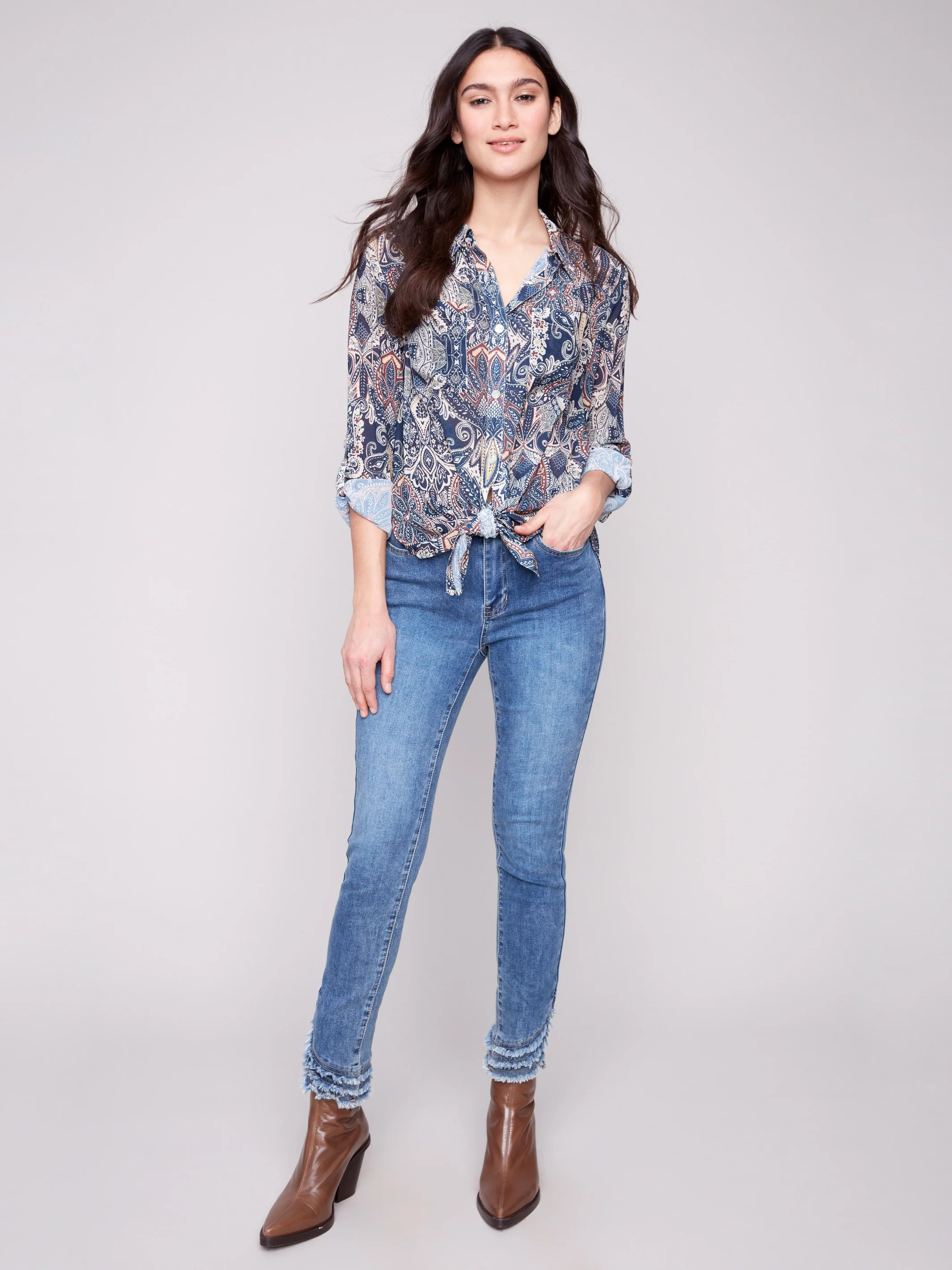 Printed Button-Up Blouse - Jolly - WHSBYS