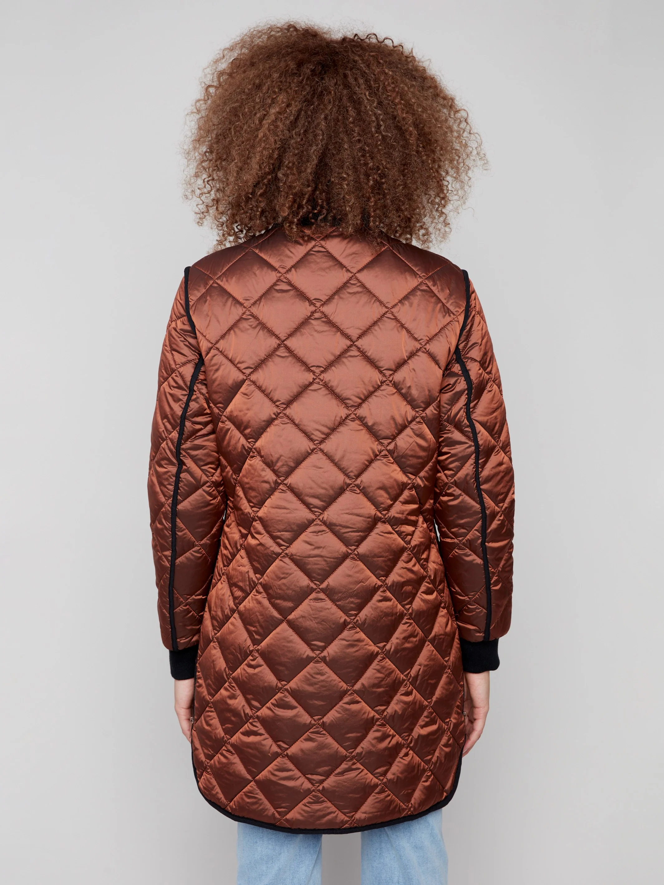Long Quilted Puffer Jacket - Sepia - WHSBYS