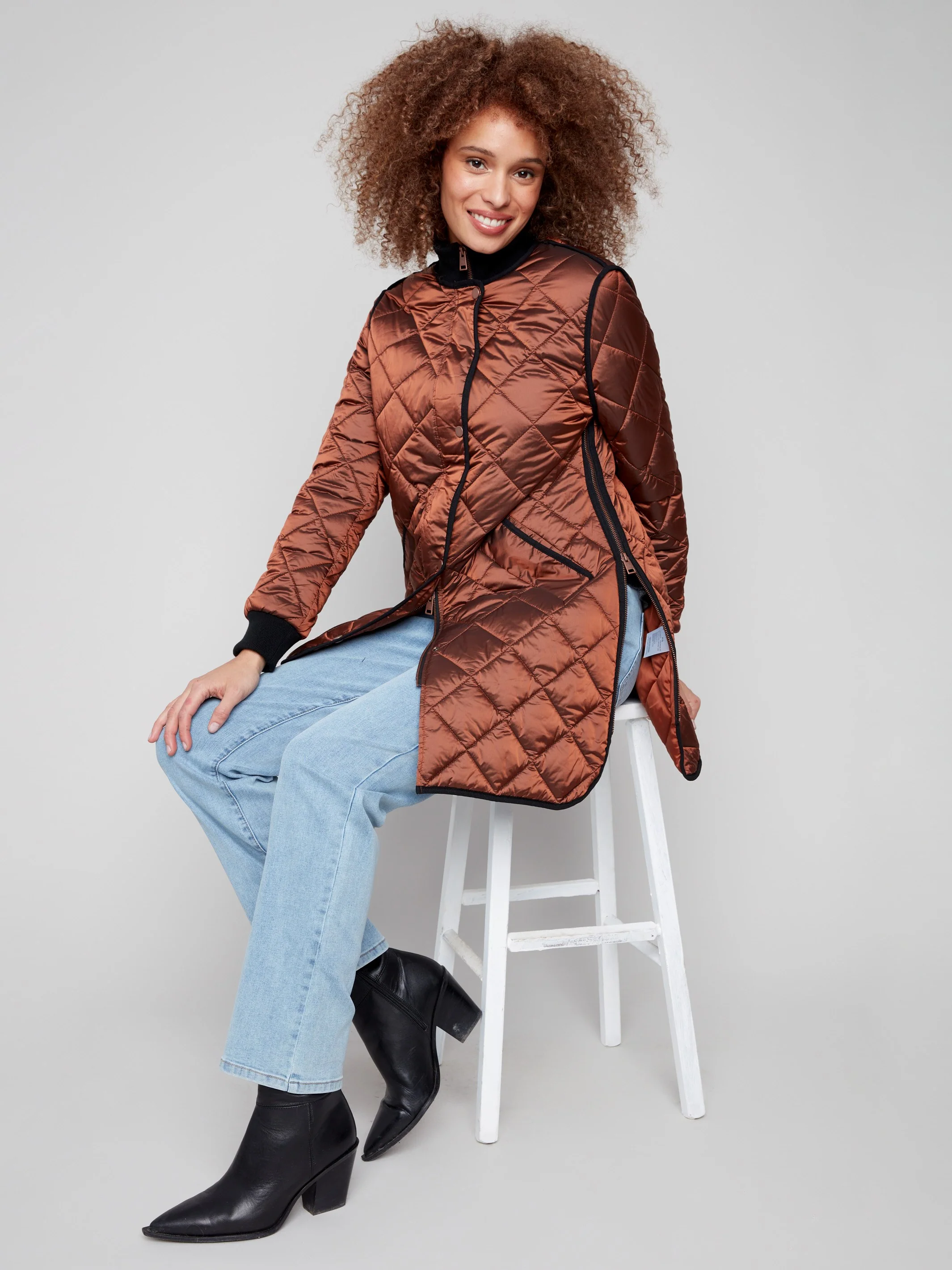Long Quilted Puffer Jacket - Sepia - WHSBYS