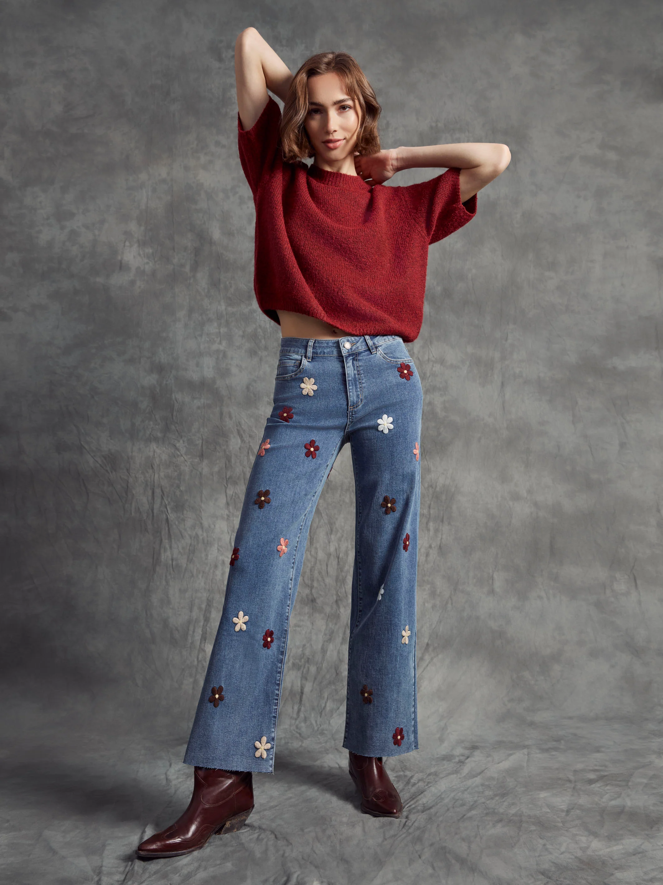 Balloon Elbow Sleeve Knit Sweater - Cabernet - WHSBYS