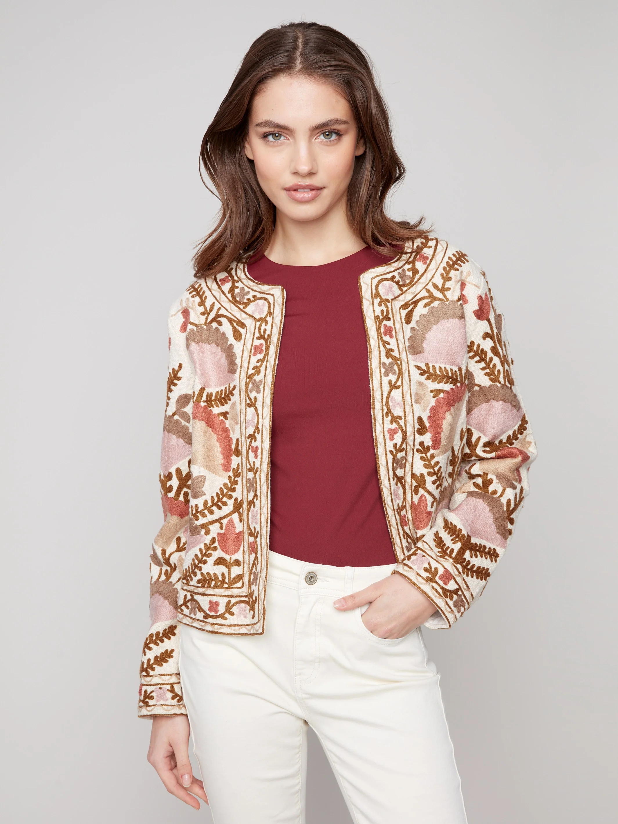 Embroidered Open Front Jacket - Ceremony - WHSBYS