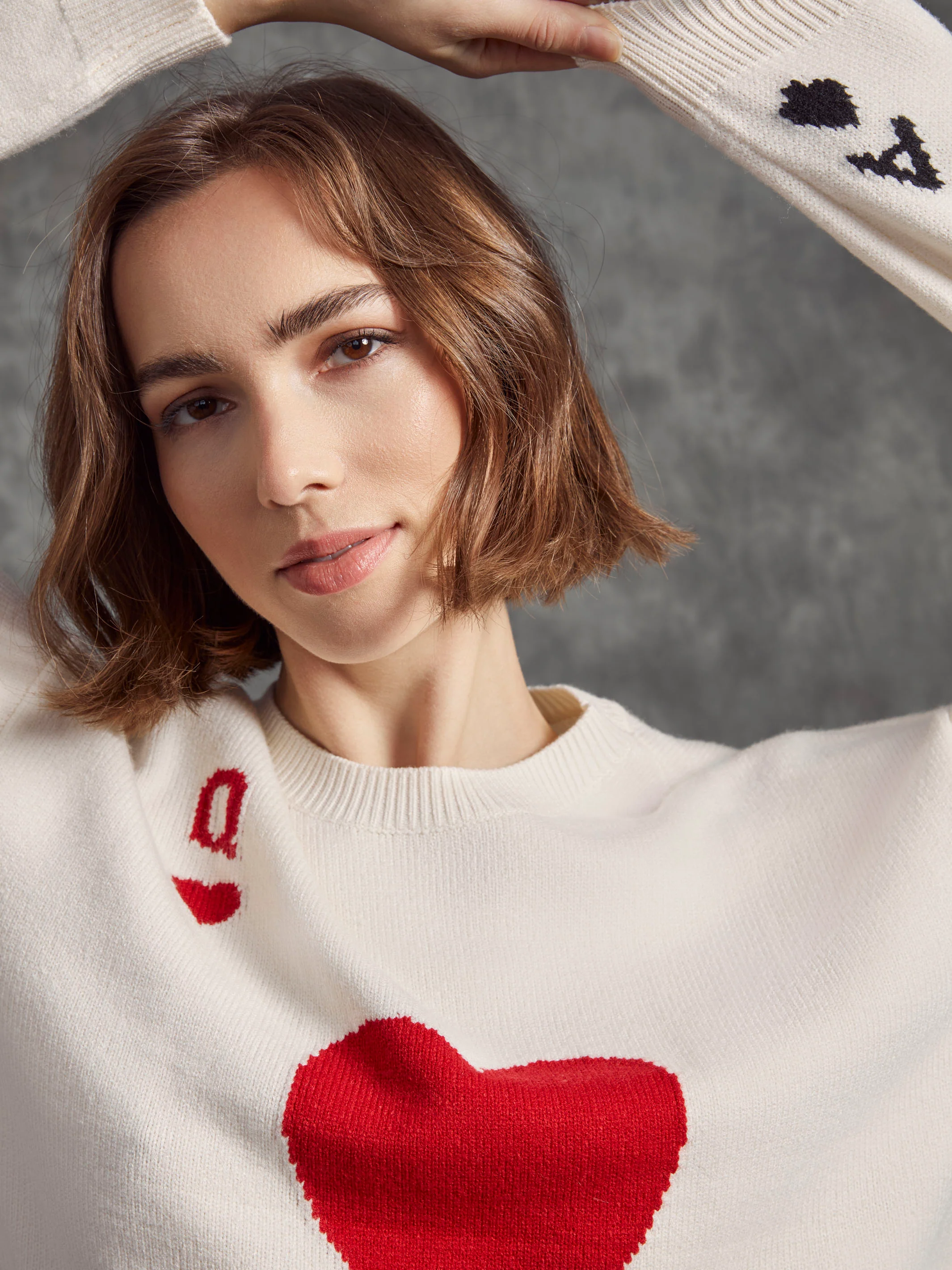 Jacquard Plush Knit Crew Neck Sweater - Queen - WHSBYS