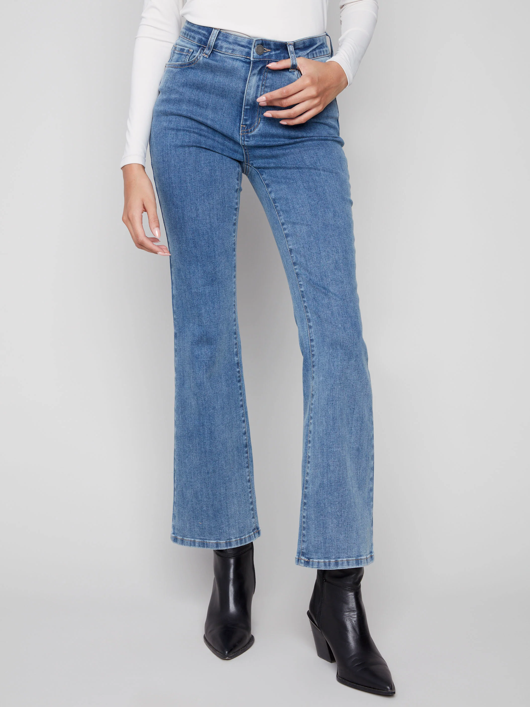 Celine Flare Leg Jeans - Medium Blue - WHSBYS