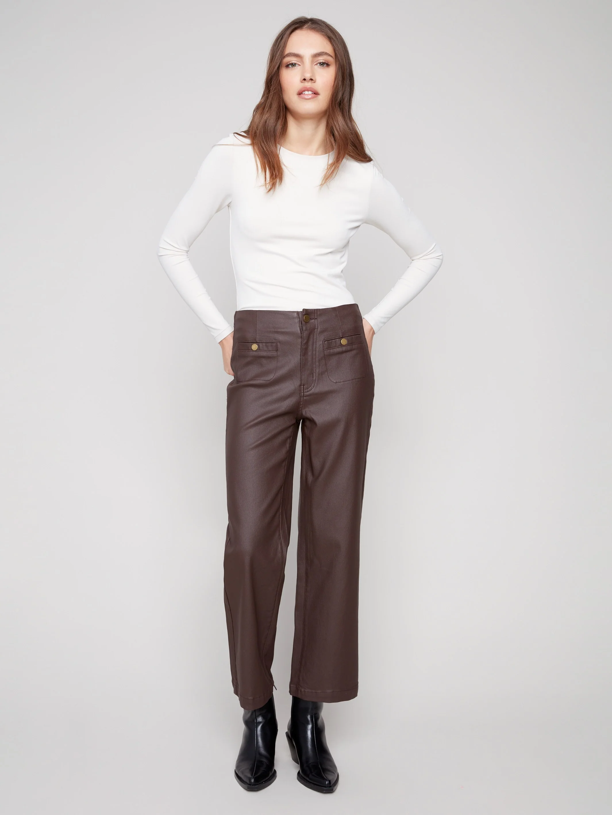 Wax Flared Pants - Mocha - WHSBYS