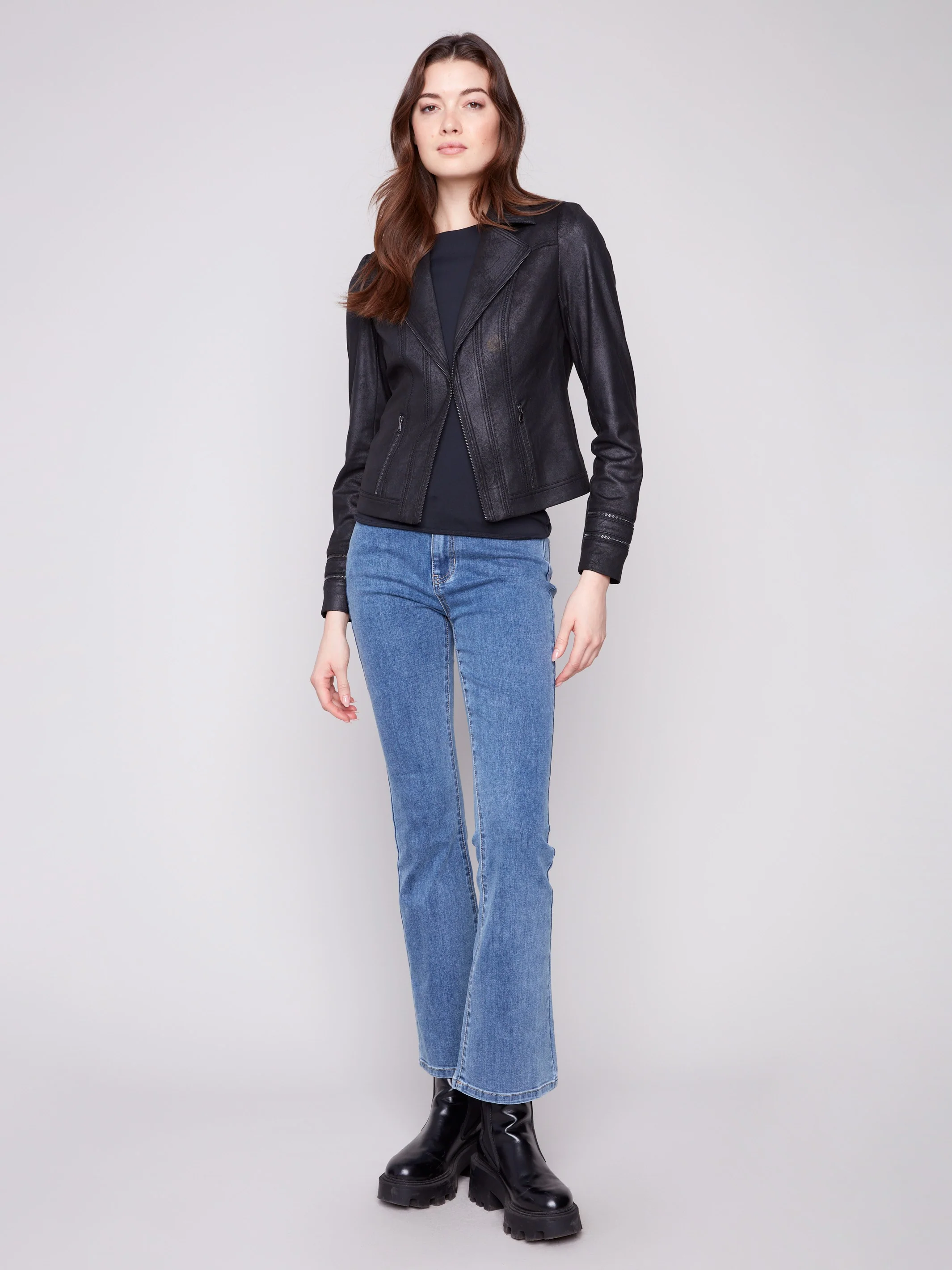 Vintage Faux Leather Jacket - Black - WHSBYS