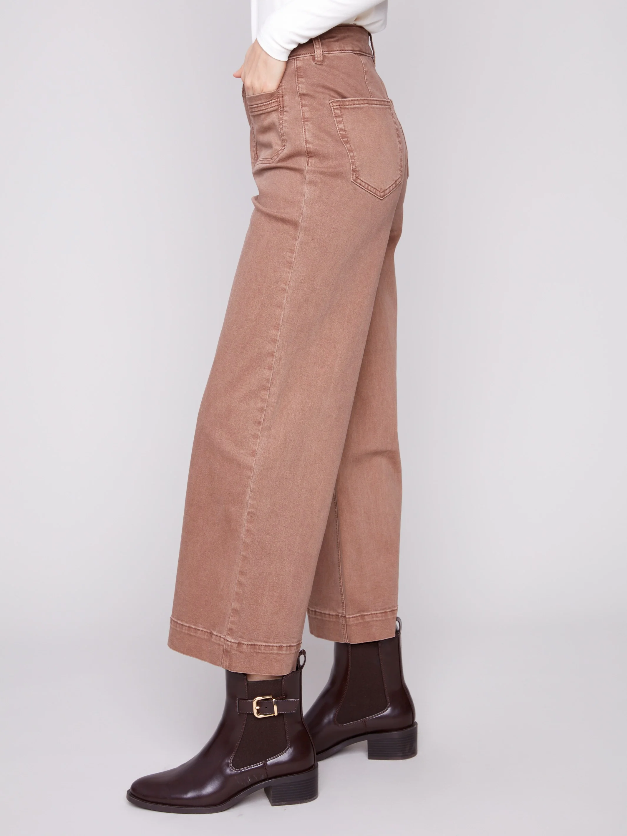 Patch Pocket Flare Twill Pants - Truffle - WHSBYS