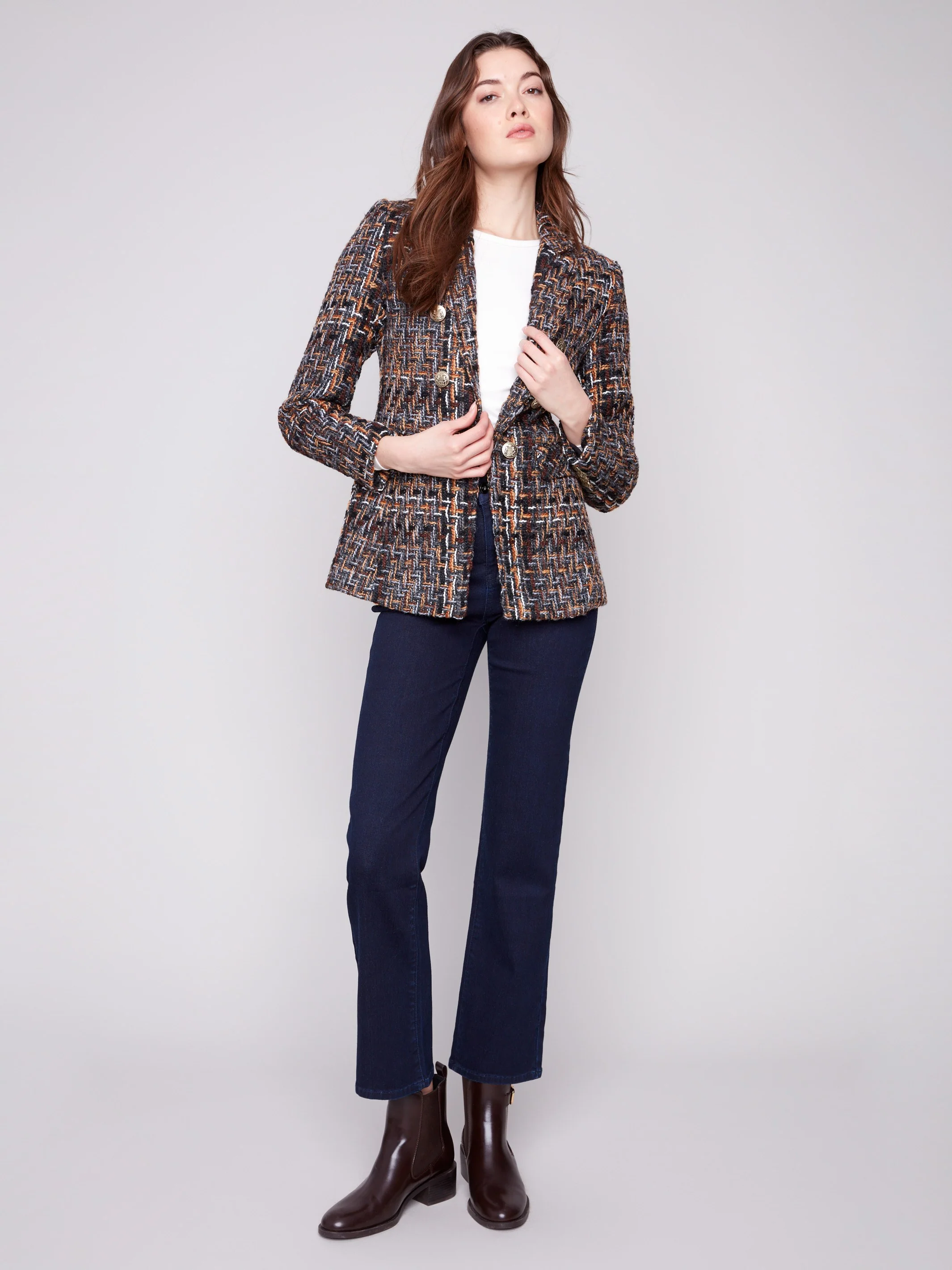 Chevron Tweed Blazer - Autumn - WHSBYS