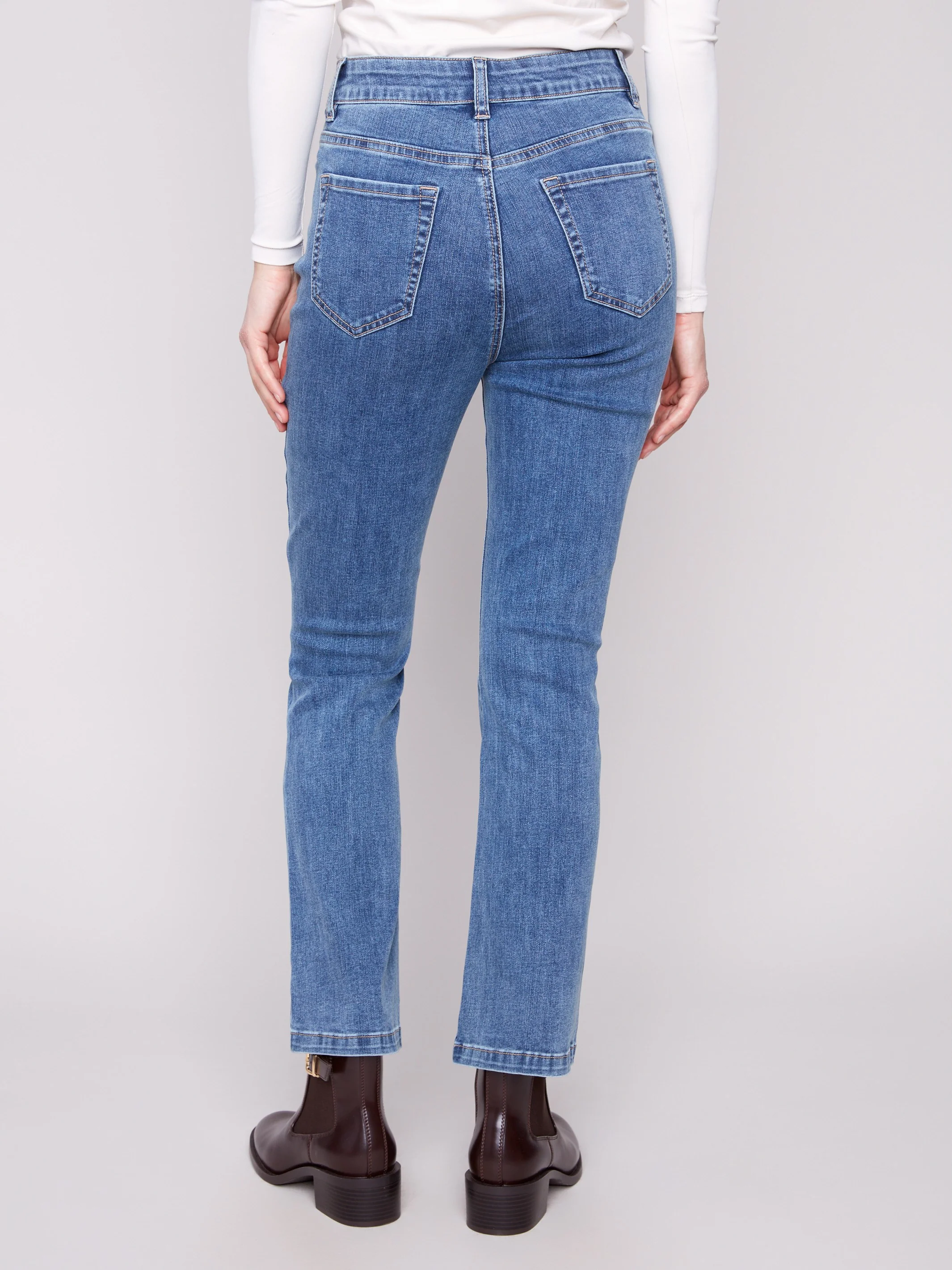 Bootcut Stretch Denim Pants - Medium Blue - WHSBYS