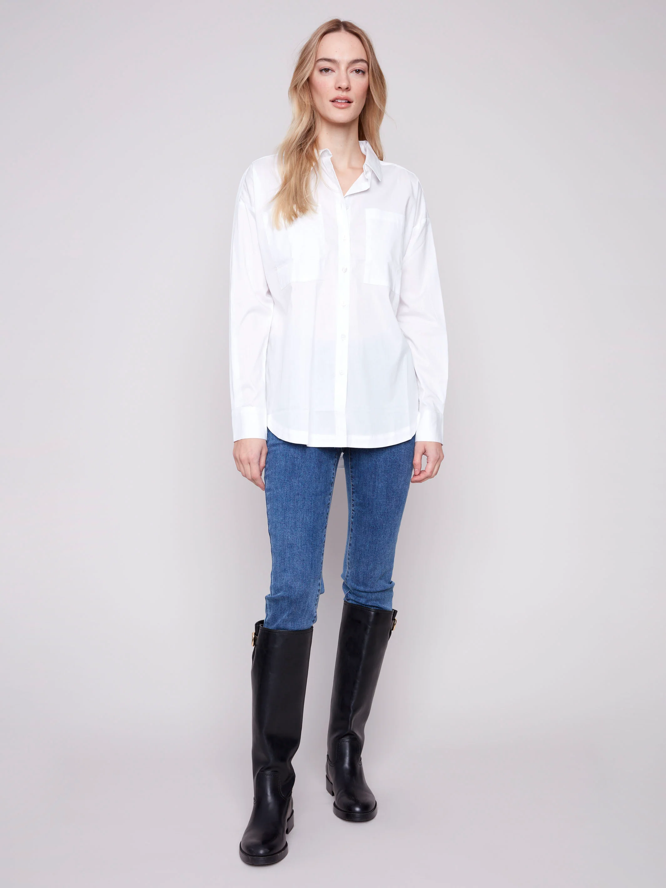 Loose Poplin Shirt - White - WHSBYS