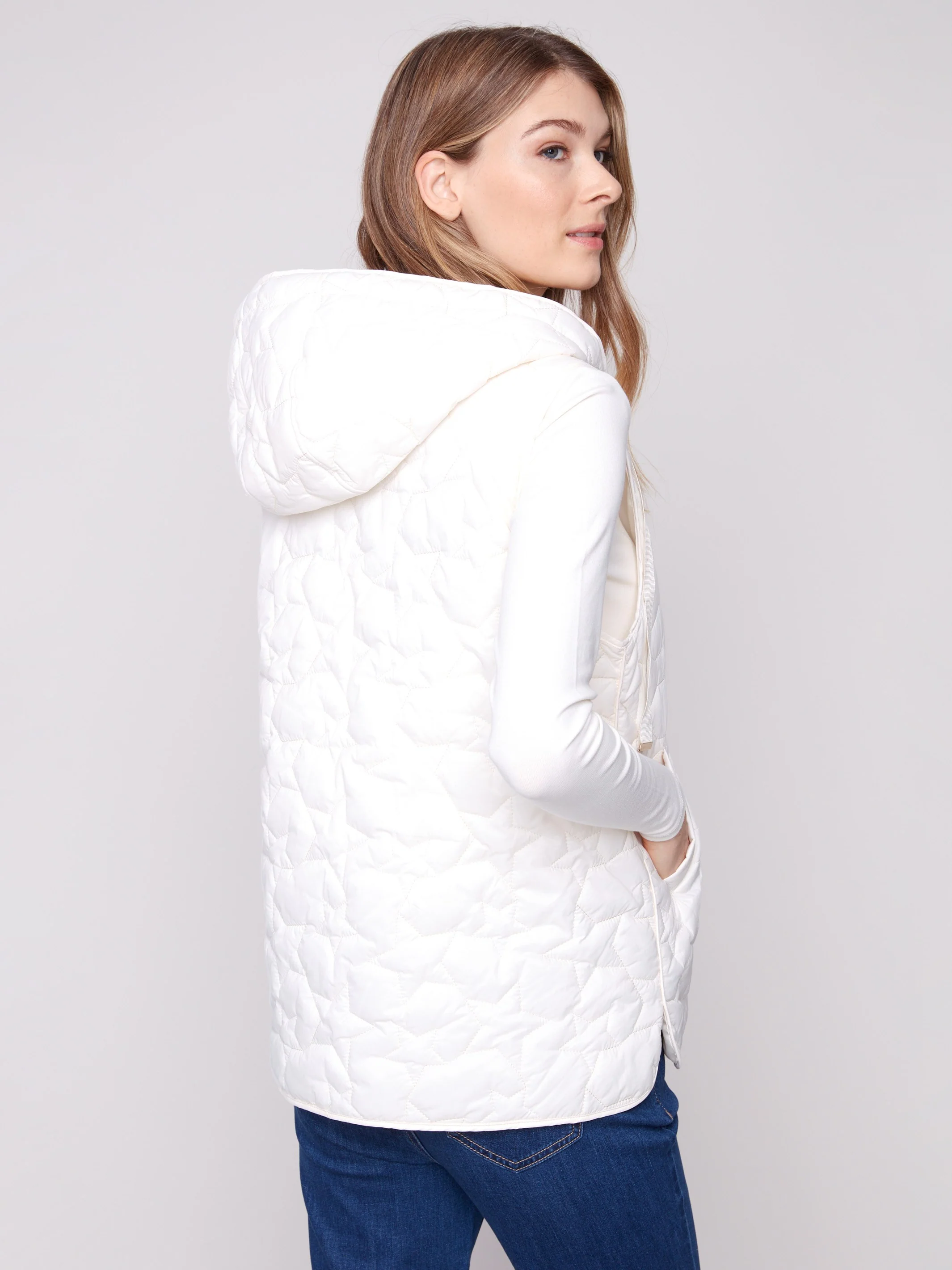 Star Quilted Short Vest - Ecru - WHSBYS