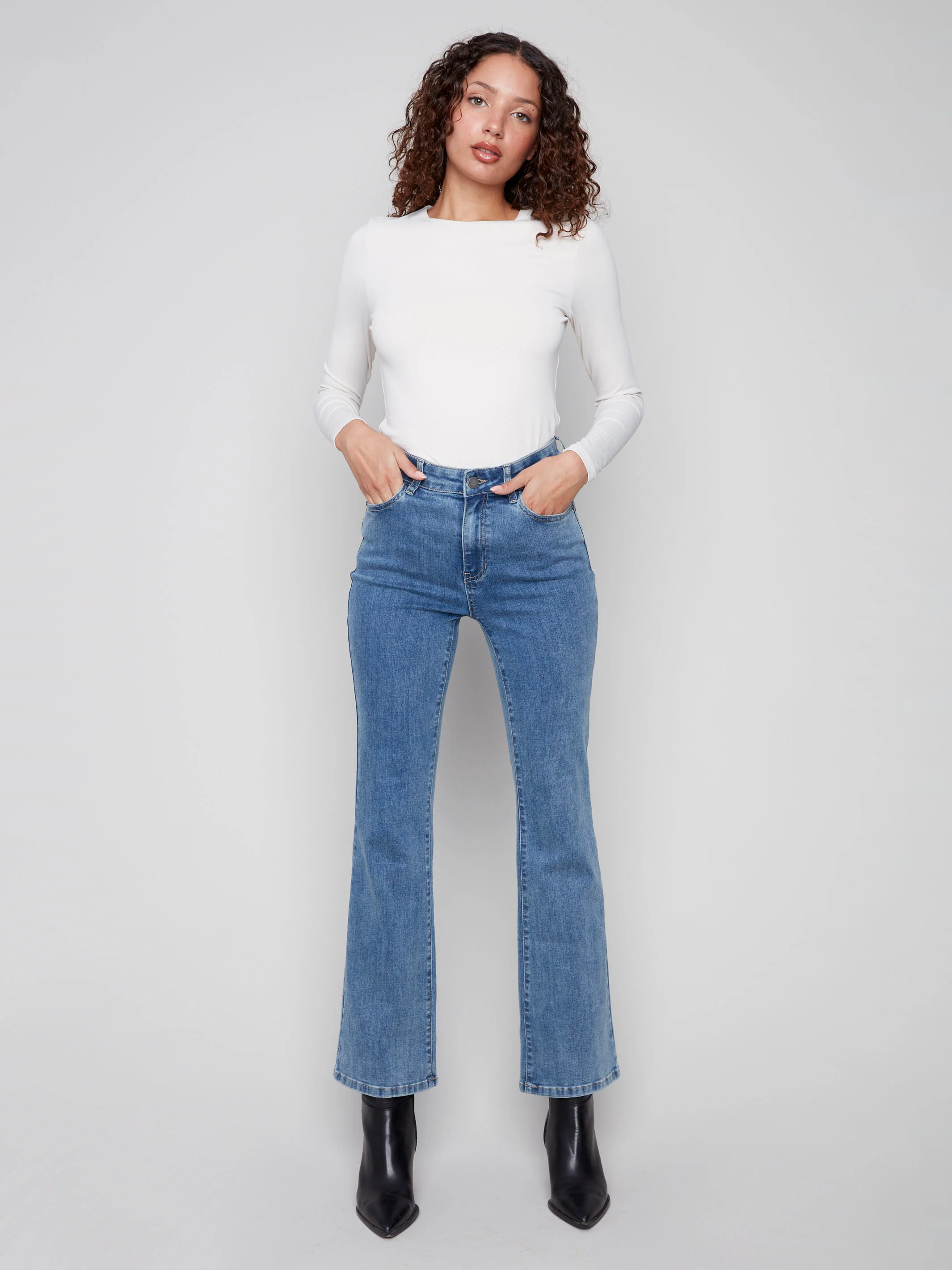 Celine Flare Leg Jeans - Medium Blue - WHSBYS