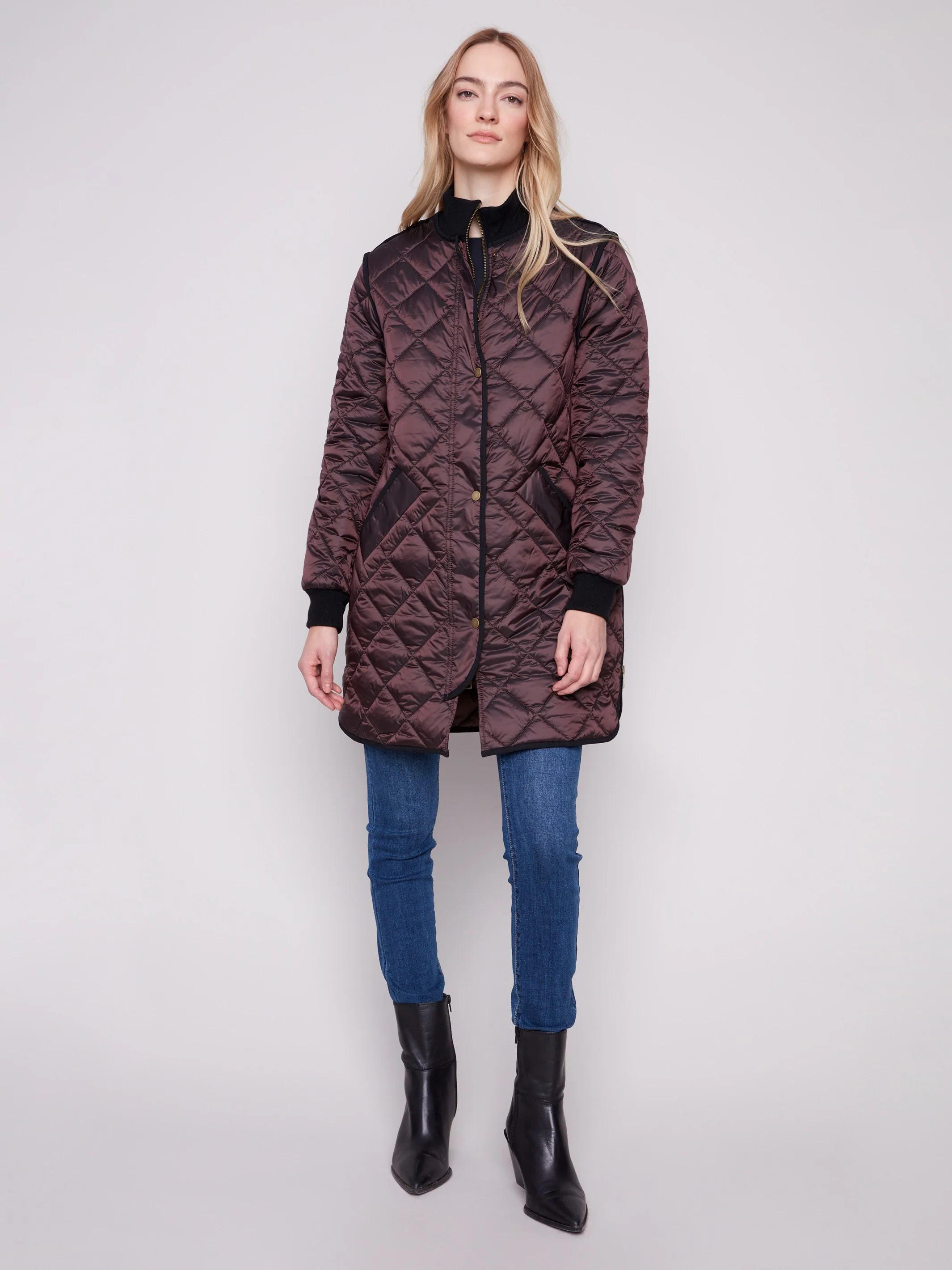 Long Quilted Puffer Jacket - Mocha - WHSBYS