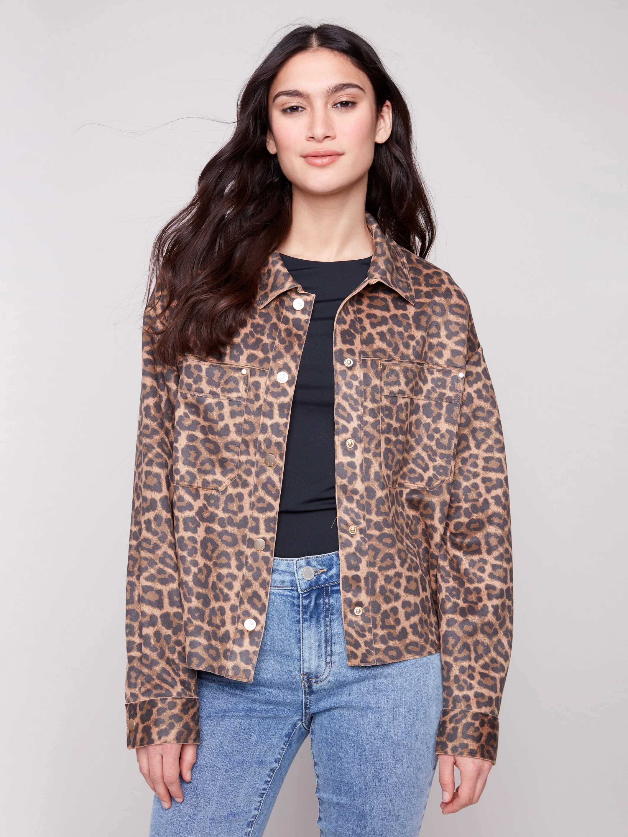 Animal Print Scuba Short Jacket - Leopard - WHSBYS