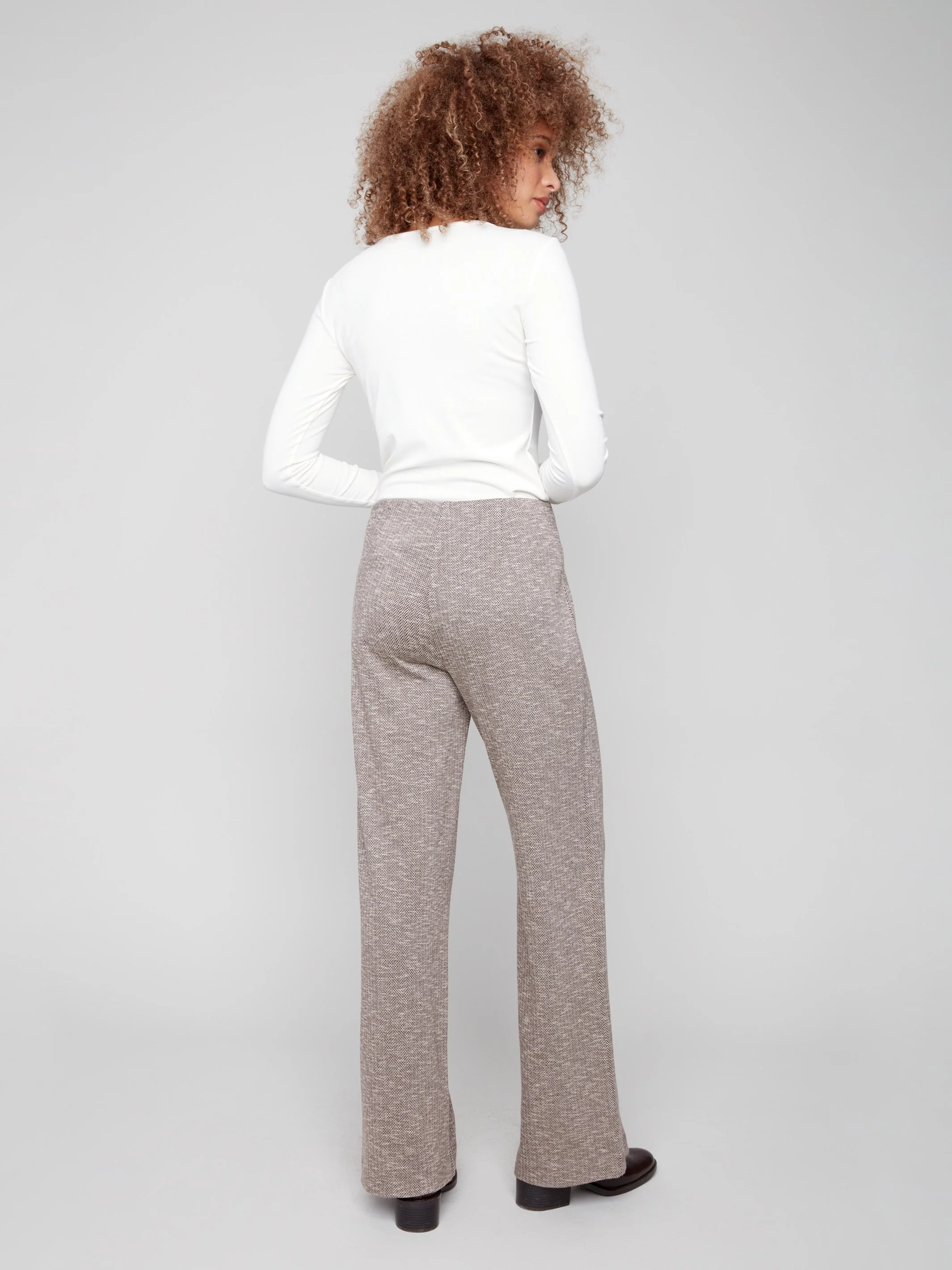 Herringbone Pull-On Pants - Mocha - WHSBYS