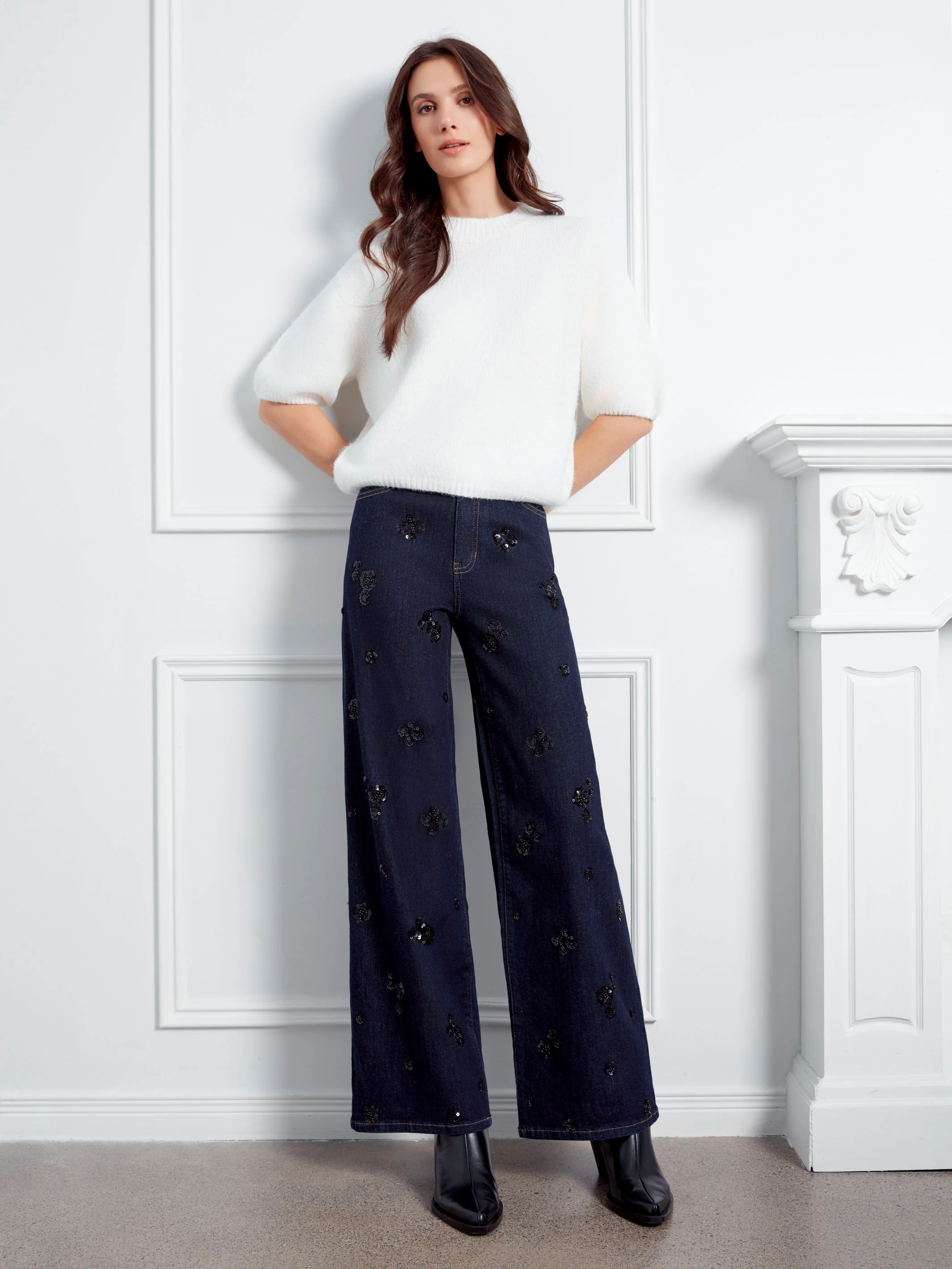 Balloon Elbow Sleeve Knit Sweater - Ecru - WHSBYS