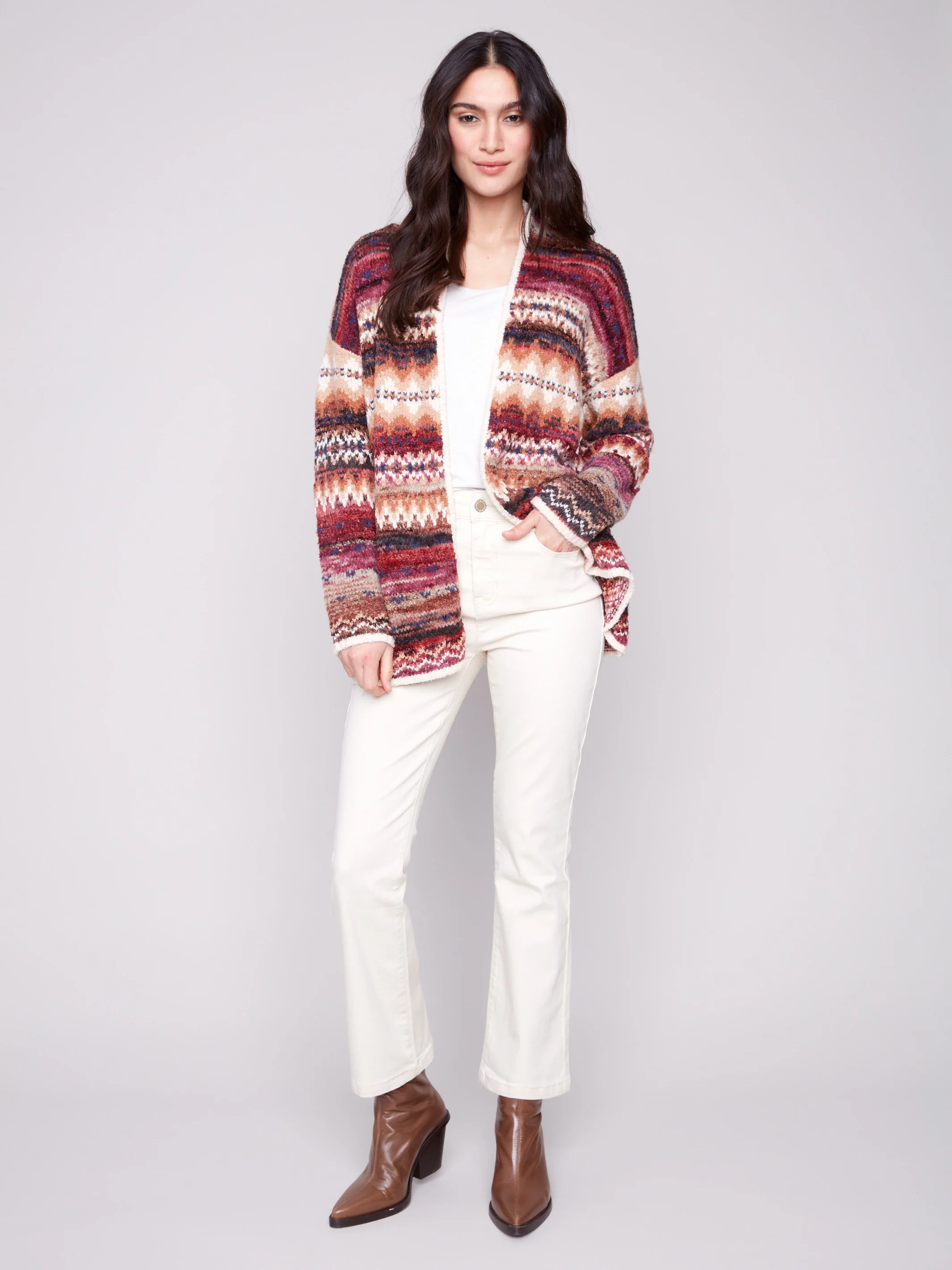 Space Dye Jacquard Cardigan - Jewel - WHSBYS