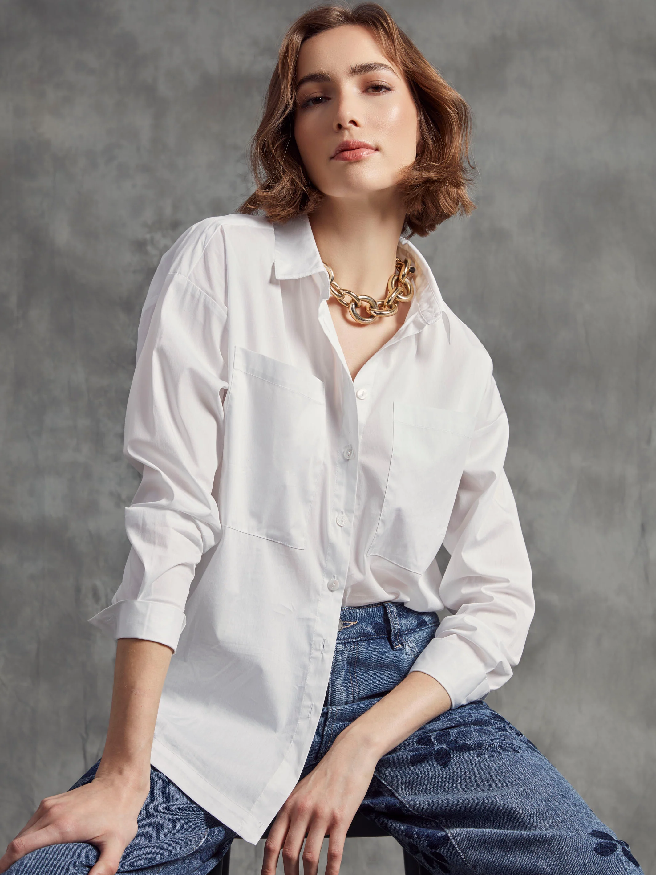 Loose Poplin Shirt - White - WHSBYS