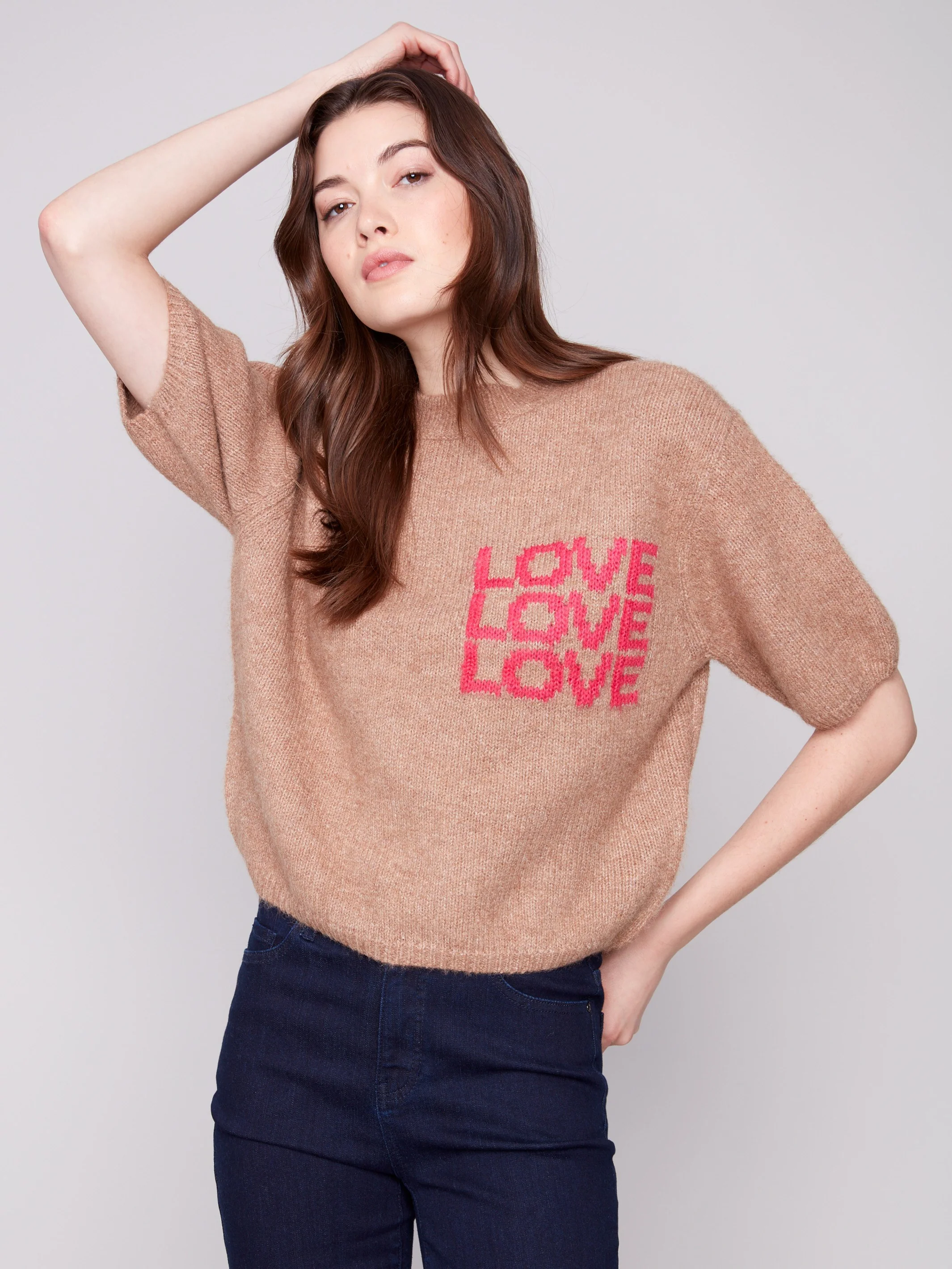 Balloon Elbow Sleeve Knit Sweater - Truffle - WHSBYS