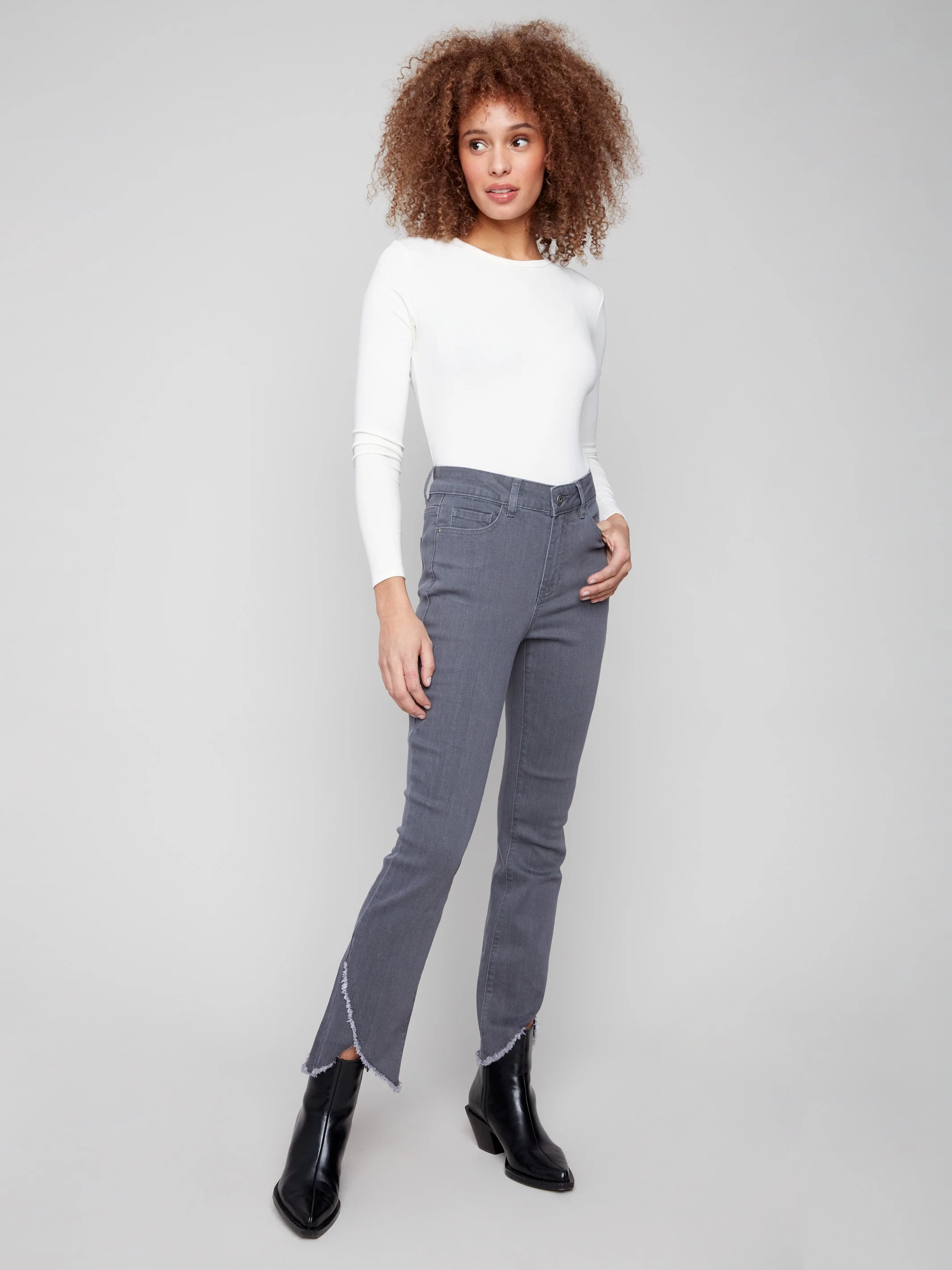 Front Tulip Hem Jeans - Medium Grey - WHSBYS