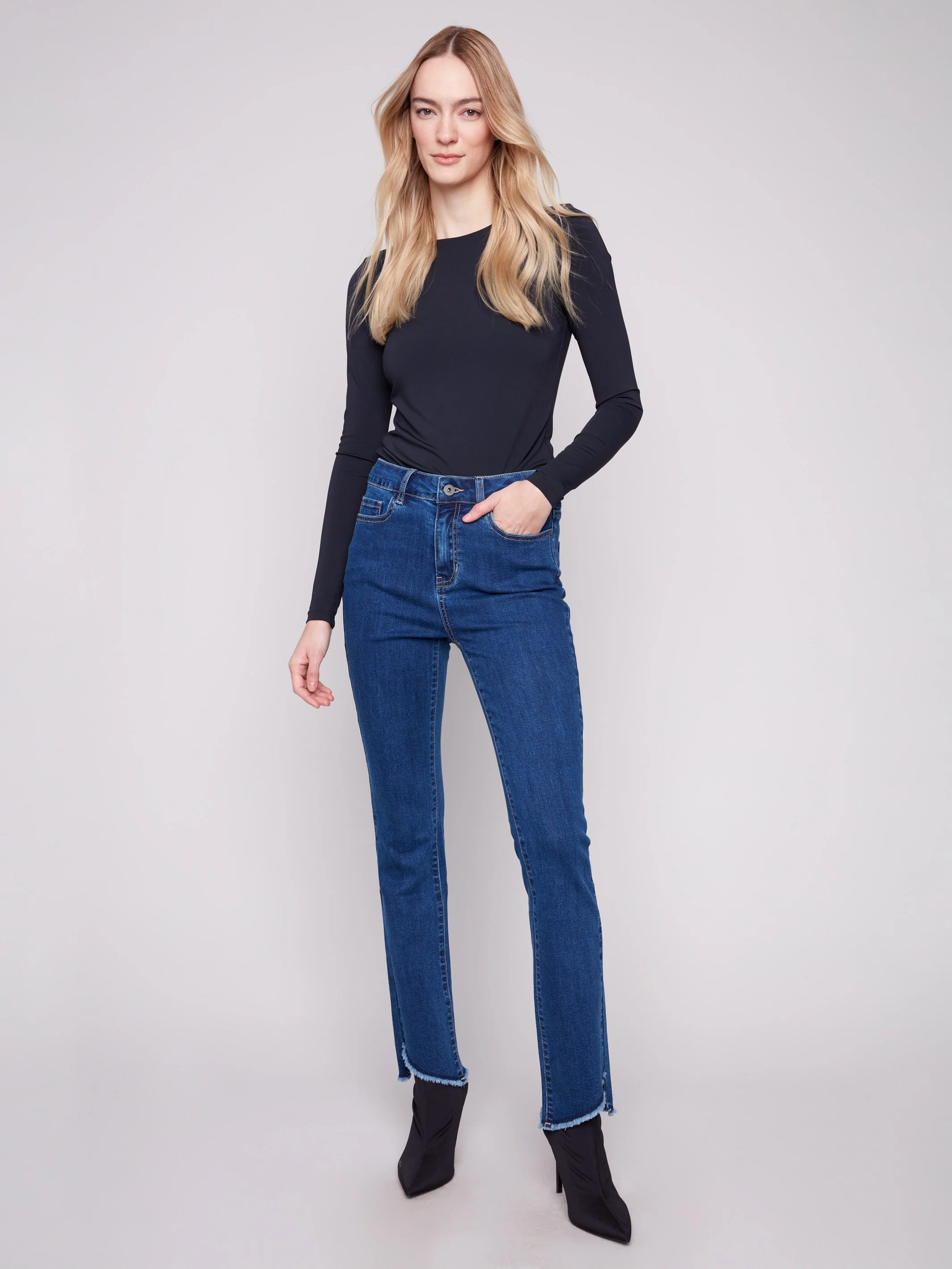 Bootcut Jeans With Asymmetrical Hem - Indigo - WHSBYS