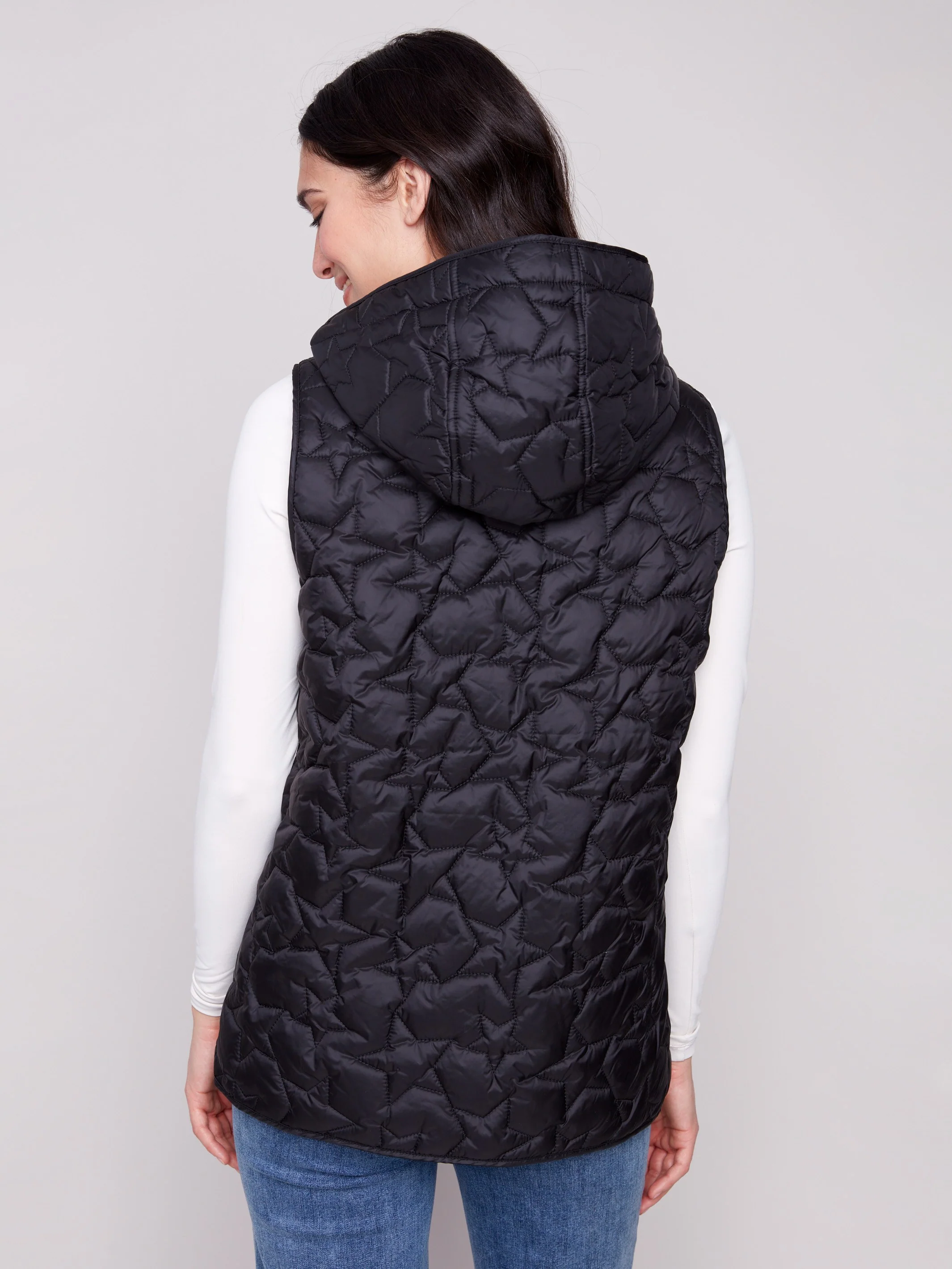 Star Quilted Short Vest - Black - WHSBYS