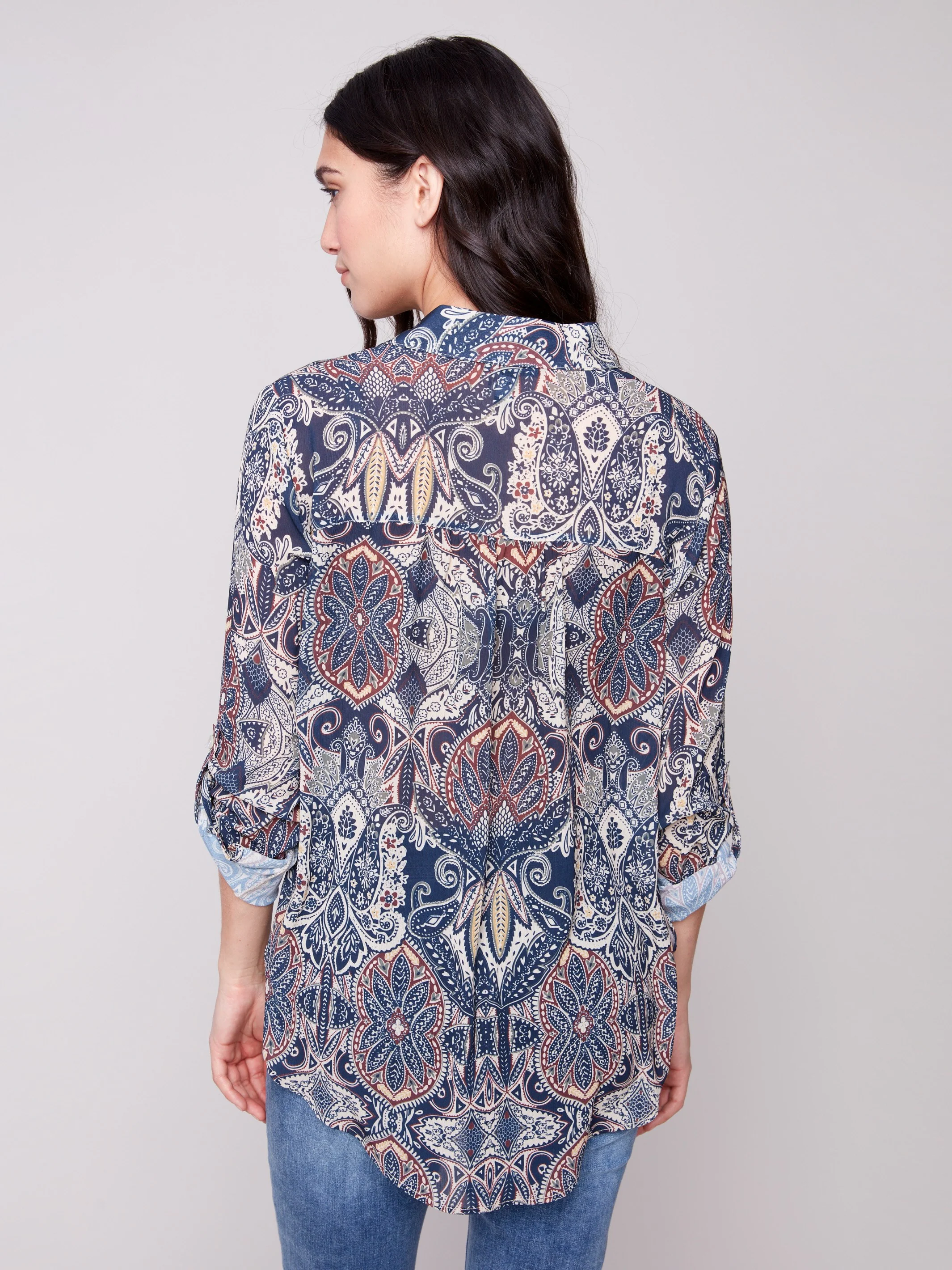 Printed Button-Up Blouse - Jolly - WHSBYS
