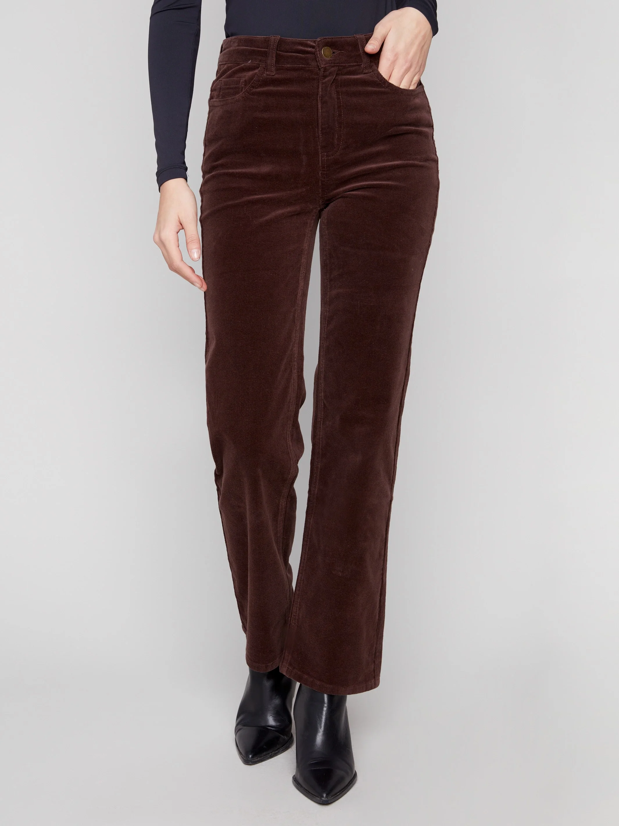 Straight Leg Corduroy Pants - Mocha - WHSBYS