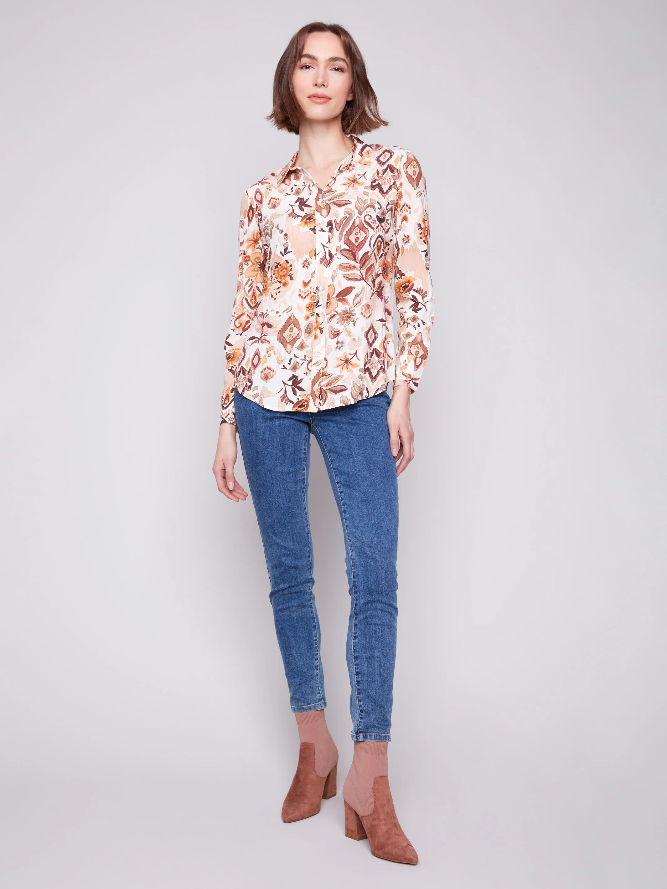 Printed Button-Up Shirt - Jacobean - WHSBYS