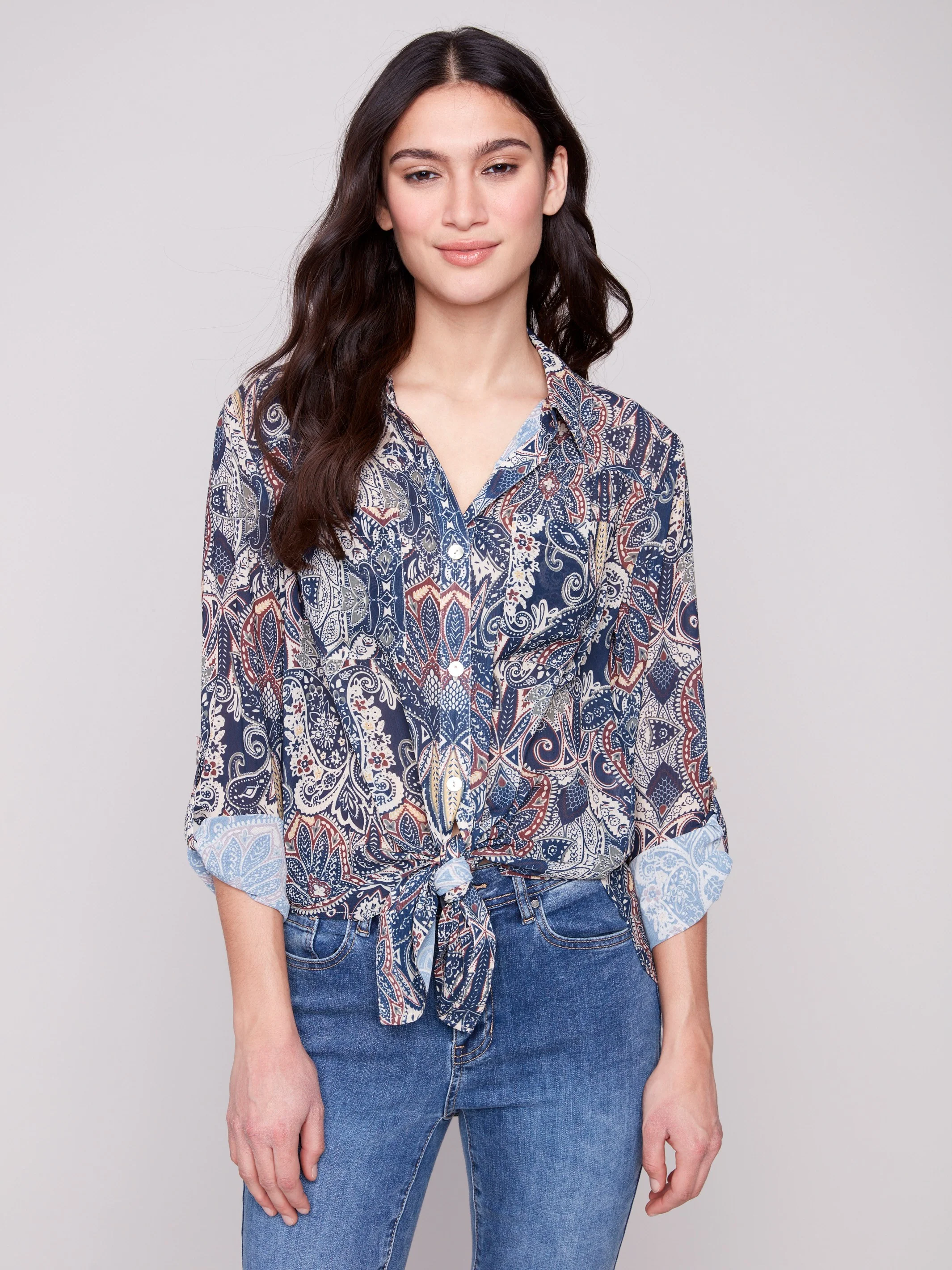 Printed Button-Up Blouse - Jolly - WHSBYS