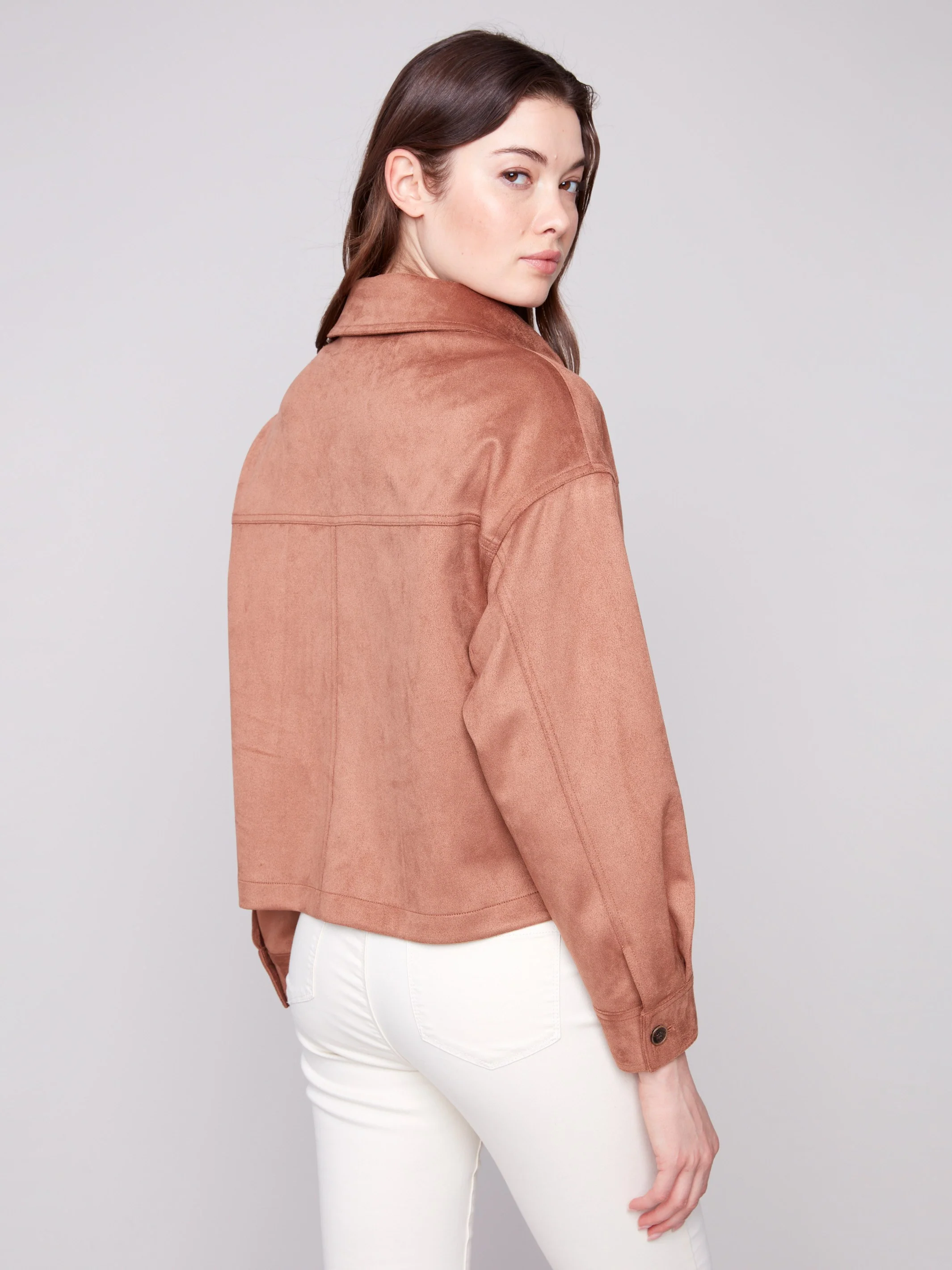 Short Faux Suede Jacket - Truffle - WHSBYS