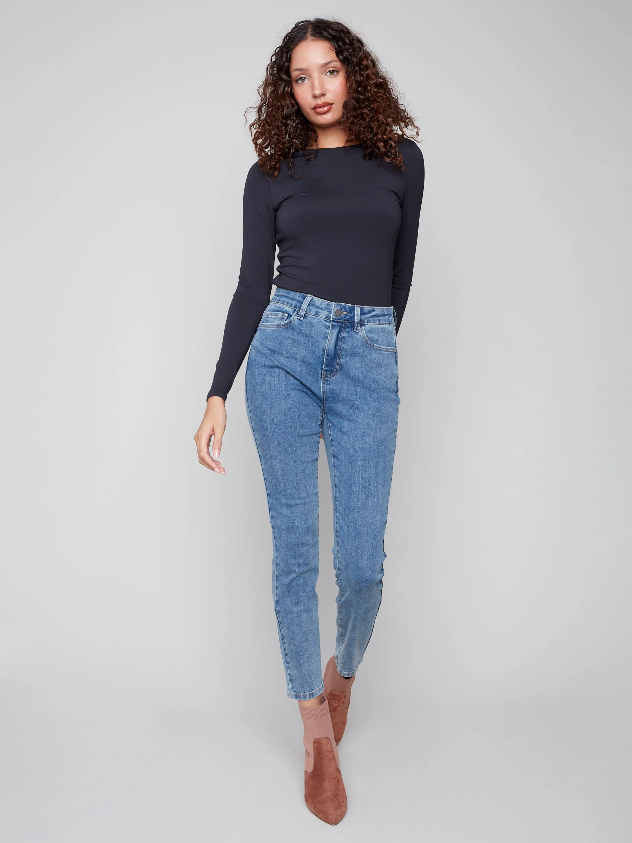 Claudia Slim Leg Jeans - Medium Blue - WHSBYS