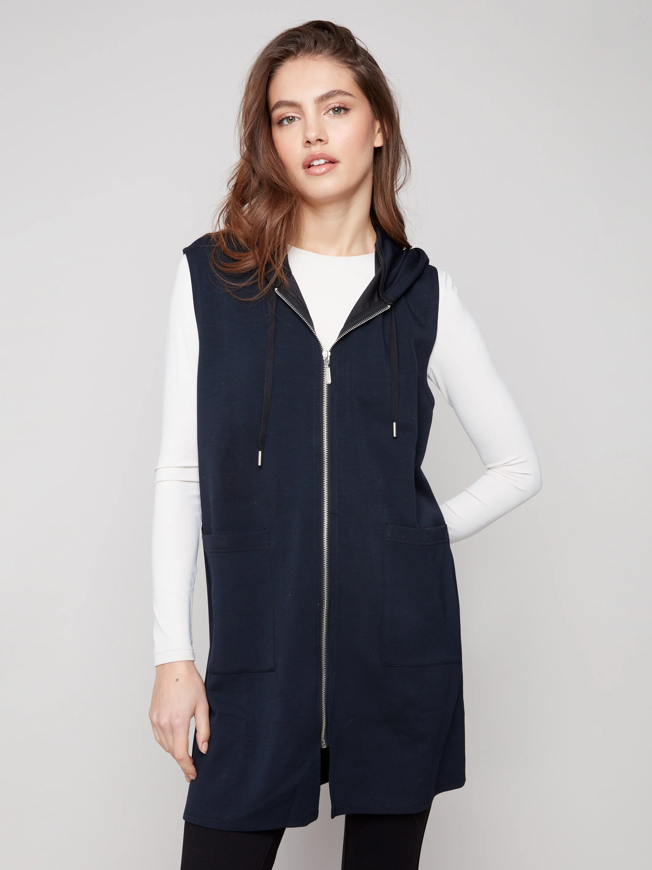 Soft Scuba Long Hooded Vest - Black - WHSBYS