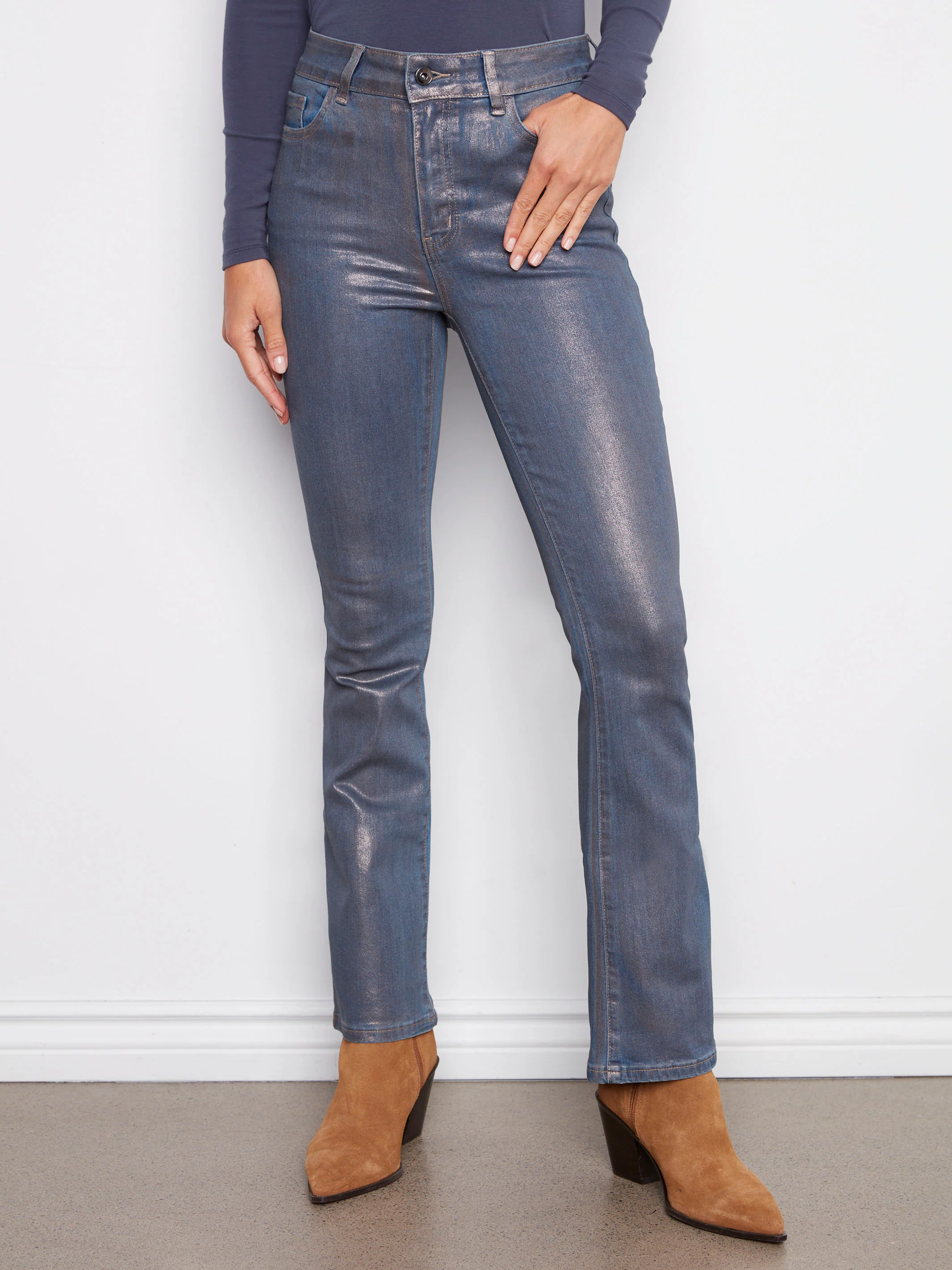 Foiled Bootcut Jeans - Roseblue - WHSBYS