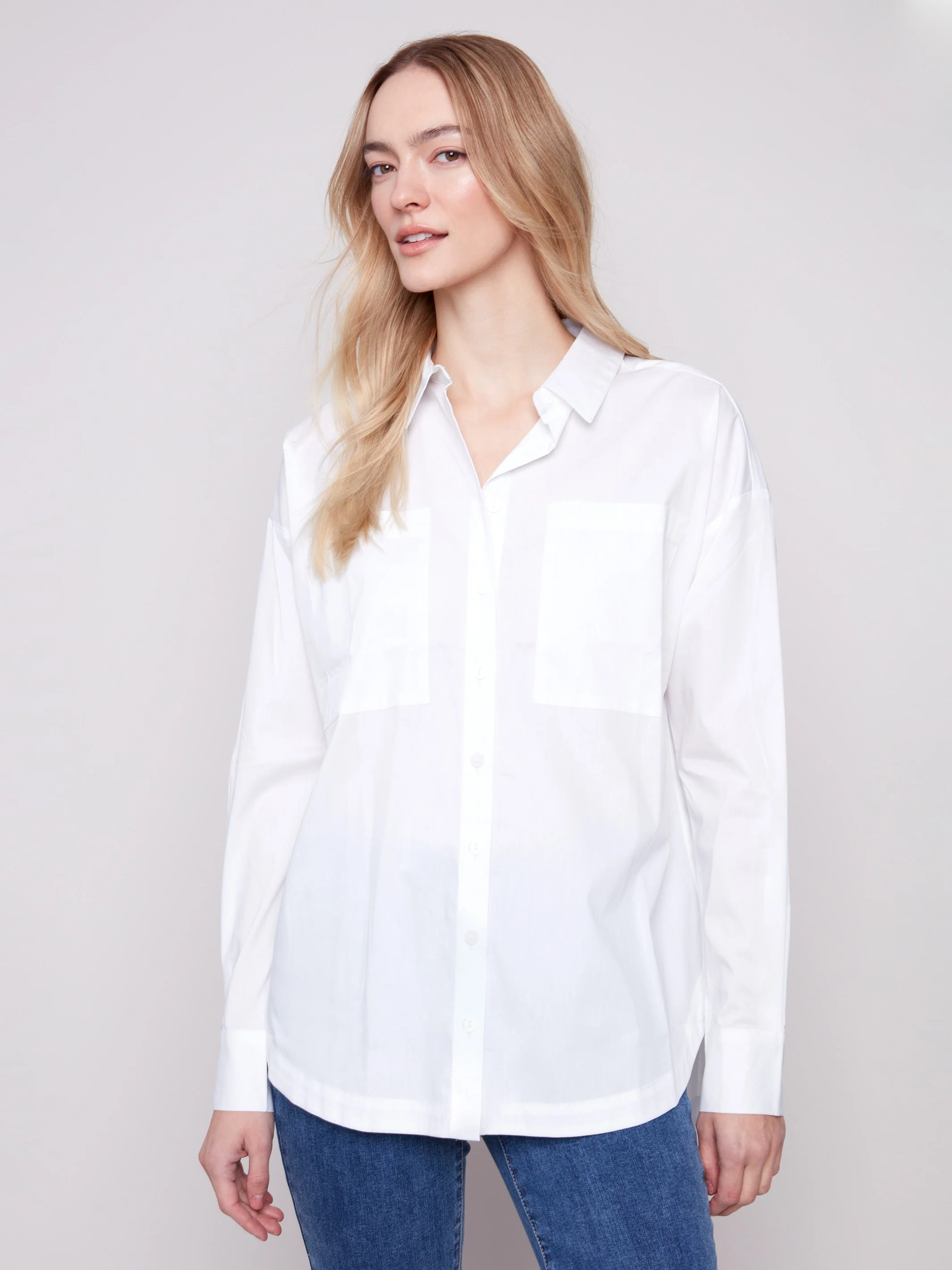 Loose Poplin Shirt - White - WHSBYS