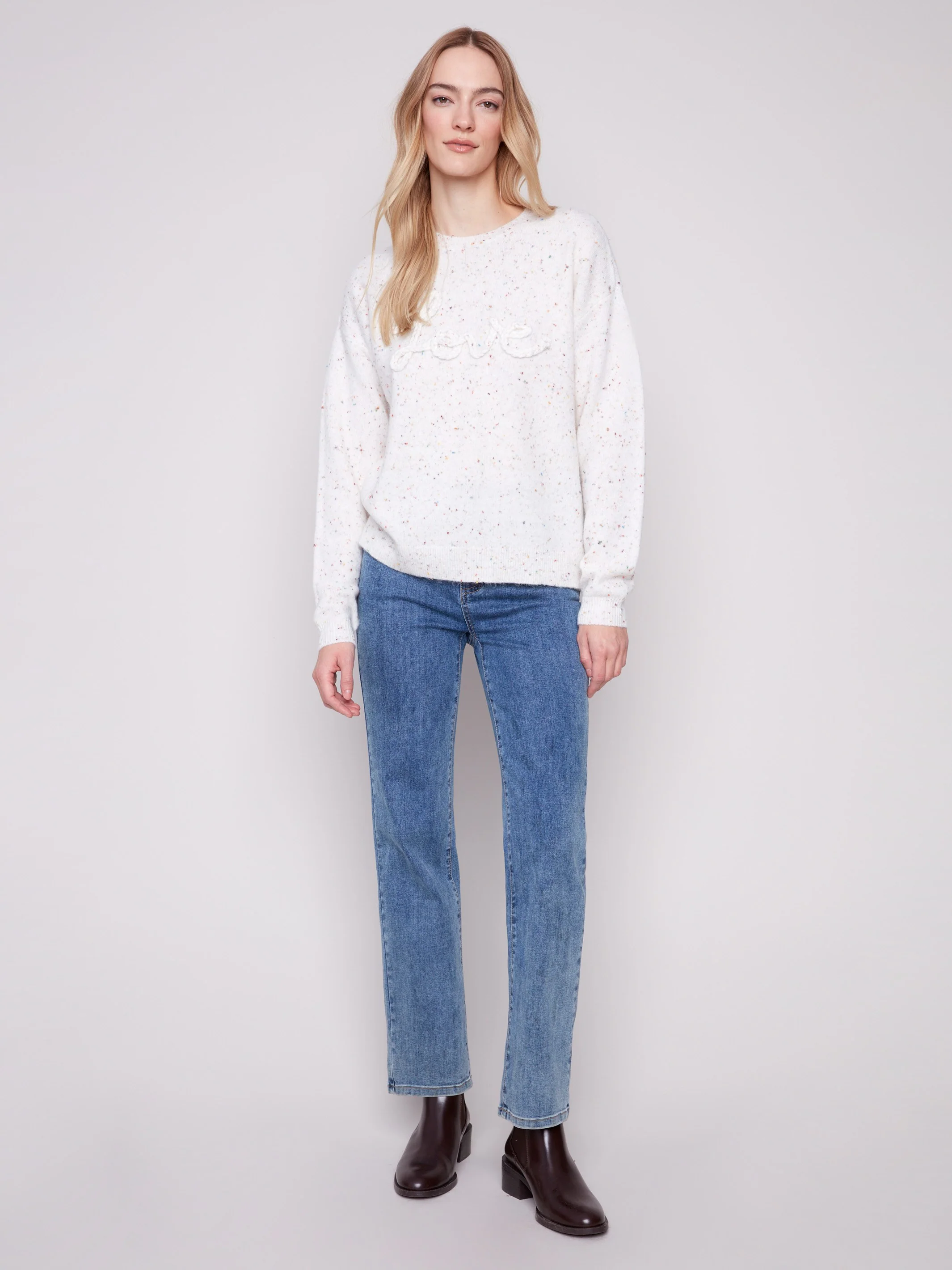 Braided Love Crew Neck Sweater - Ecru - WHSBYS