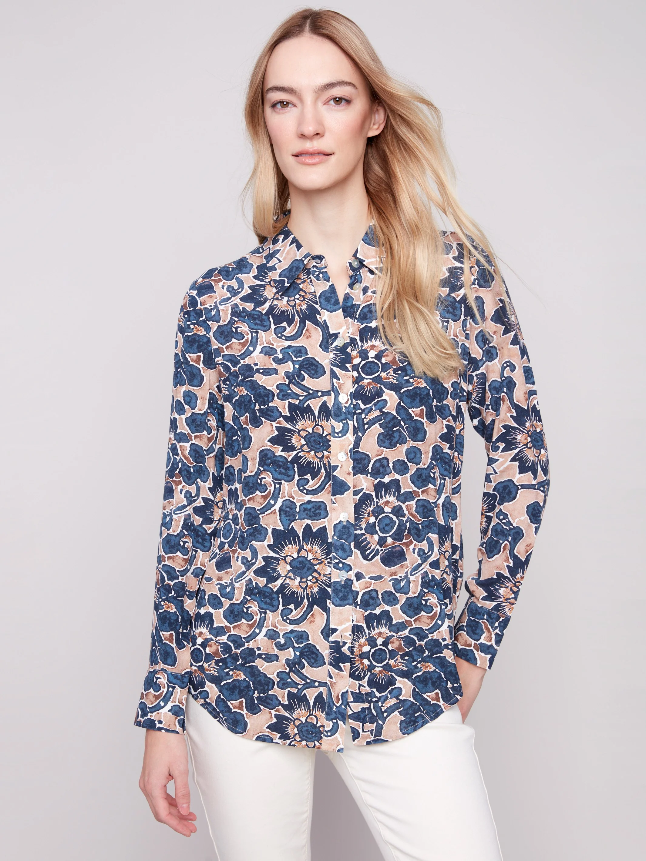 Printed Button-Up Shirt - Cavolo - WHSBYS
